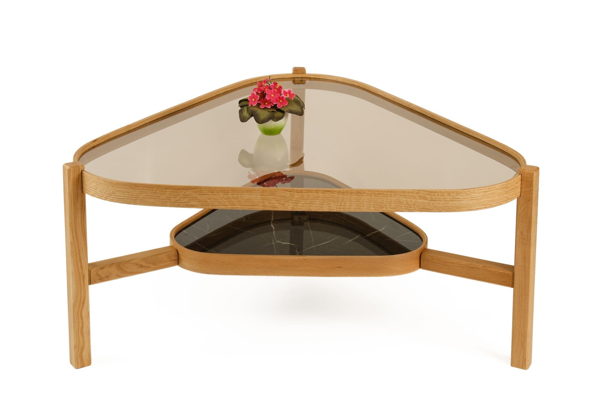 Masa de cafea Capella 95, 95 x 48 x 95 cm, stejar negru marmura, MDF, design compact, stejar / negru marble — imaginea 3