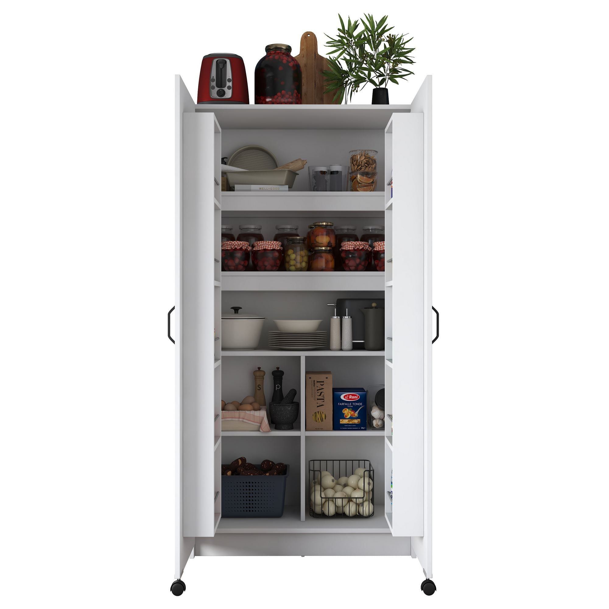 Dulap JE103, 90 x 180 x 42 cm, alb, PAL, spatiu de depozitare, fixare pe perete — imaginea 3
