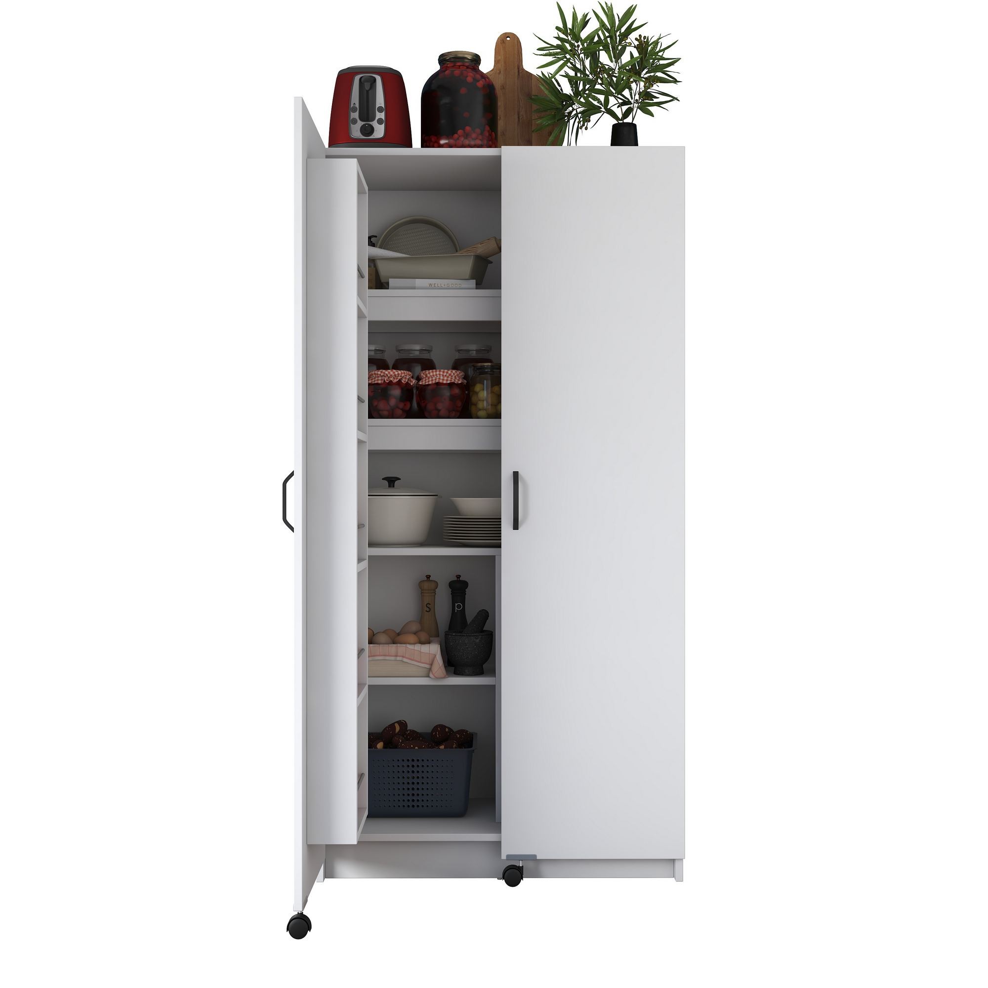 Dulap JE103, 90 x 180 x 42 cm, alb, PAL, spatiu de depozitare, fixare pe perete — imaginea 7