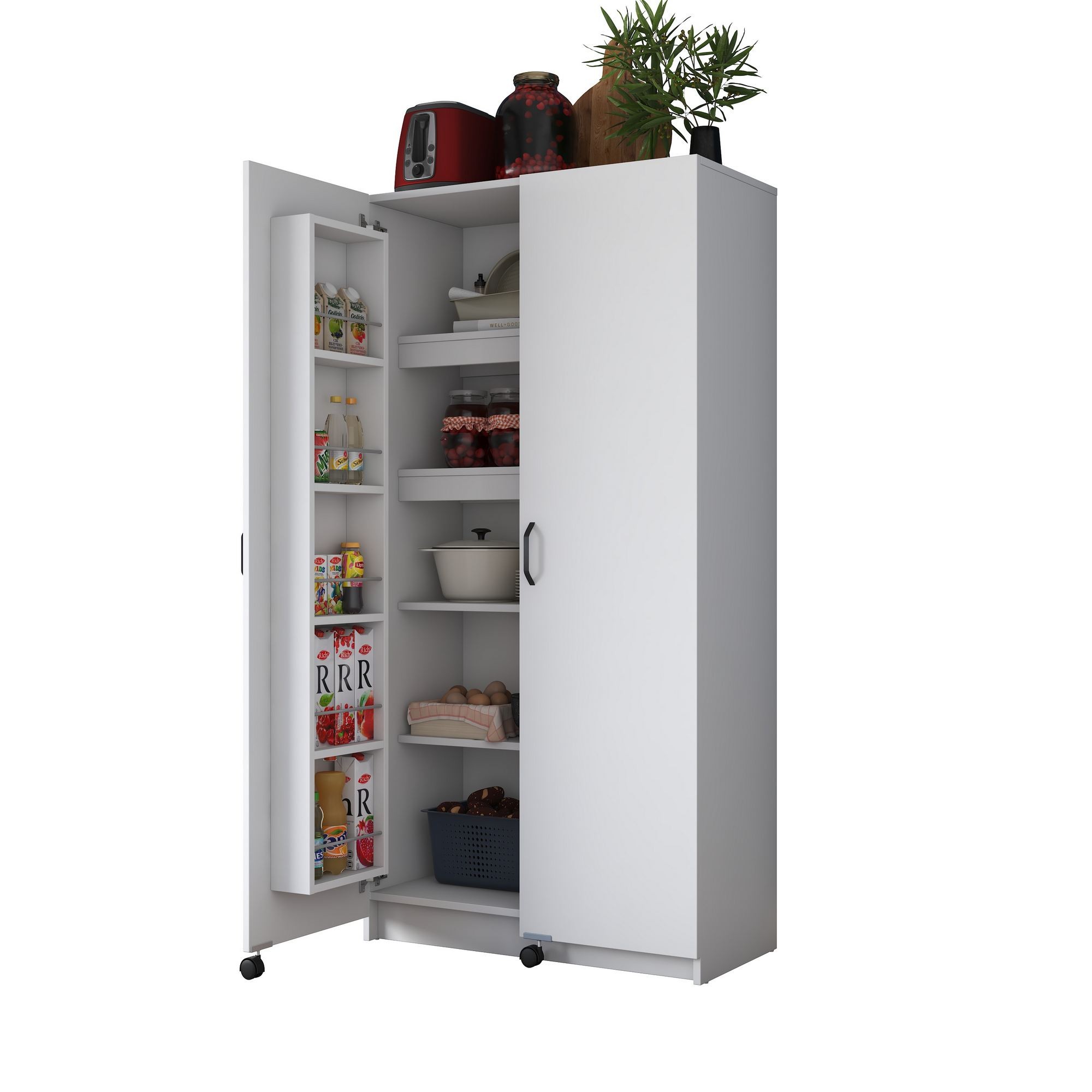 Dulap JE103, 90 x 180 x 42 cm, alb, PAL, spatiu de depozitare, fixare pe perete — imaginea 9