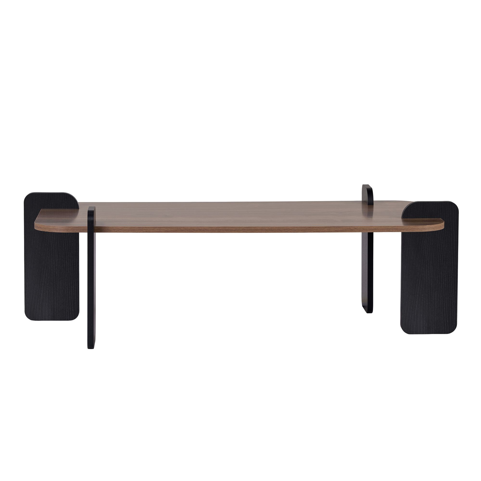 Masa de cafea Renard, 147 x 35 x 87 cm, nuc lemn negru, PAL melaminat, design compact, nuc / wood negru — imaginea 2