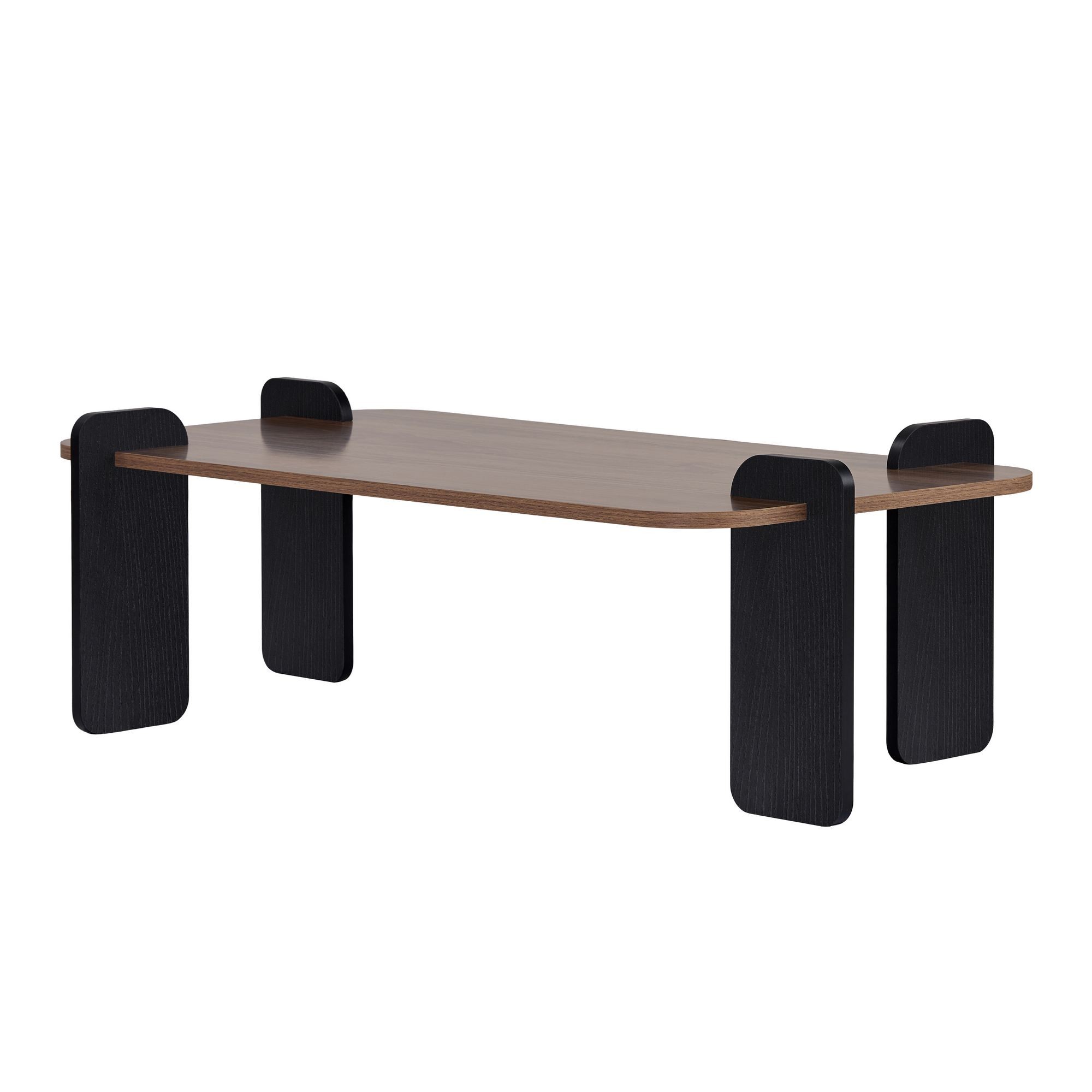 Masa de cafea Renard, 147 x 35 x 87 cm, nuc lemn negru, PAL melaminat, design compact, nuc / wood negru — imaginea 6