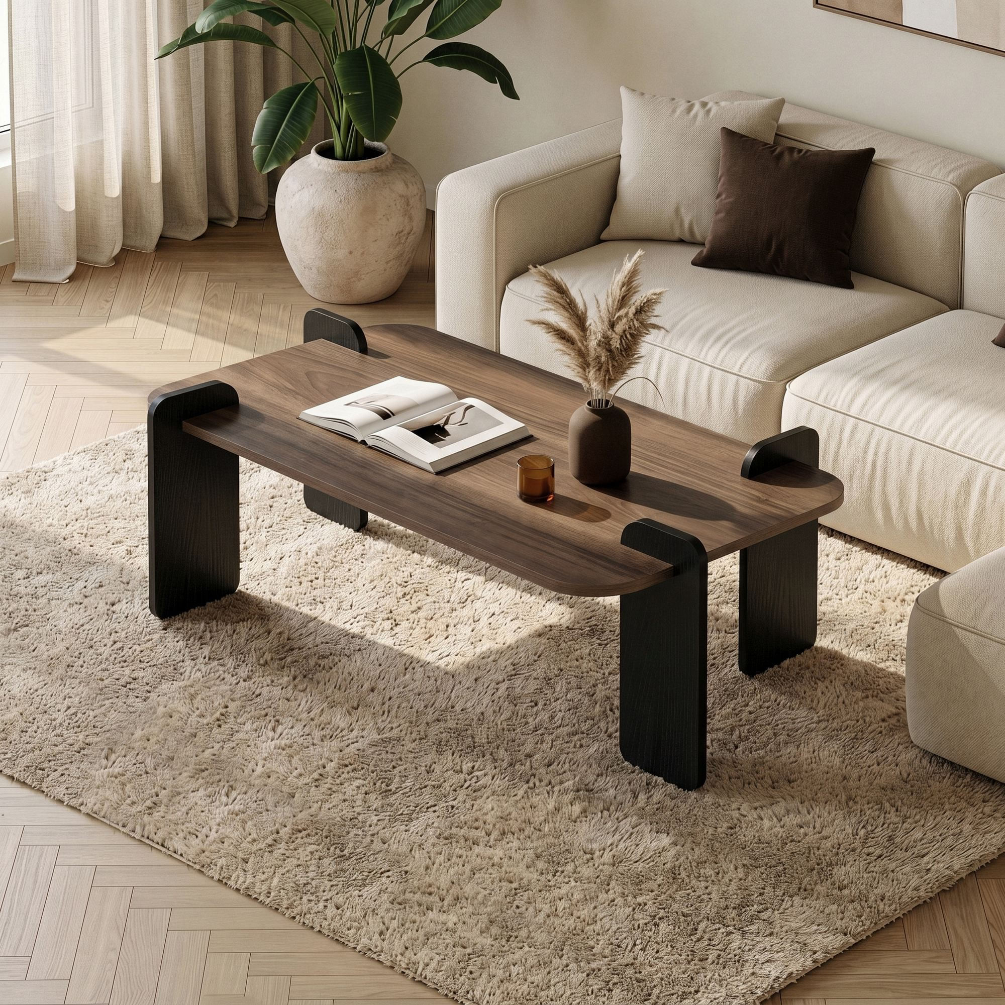 Masa de cafea Renard, 147 x 35 x 87 cm, nuc lemn negru, PAL melaminat, design compact, nuc / wood negru — imaginea 8
