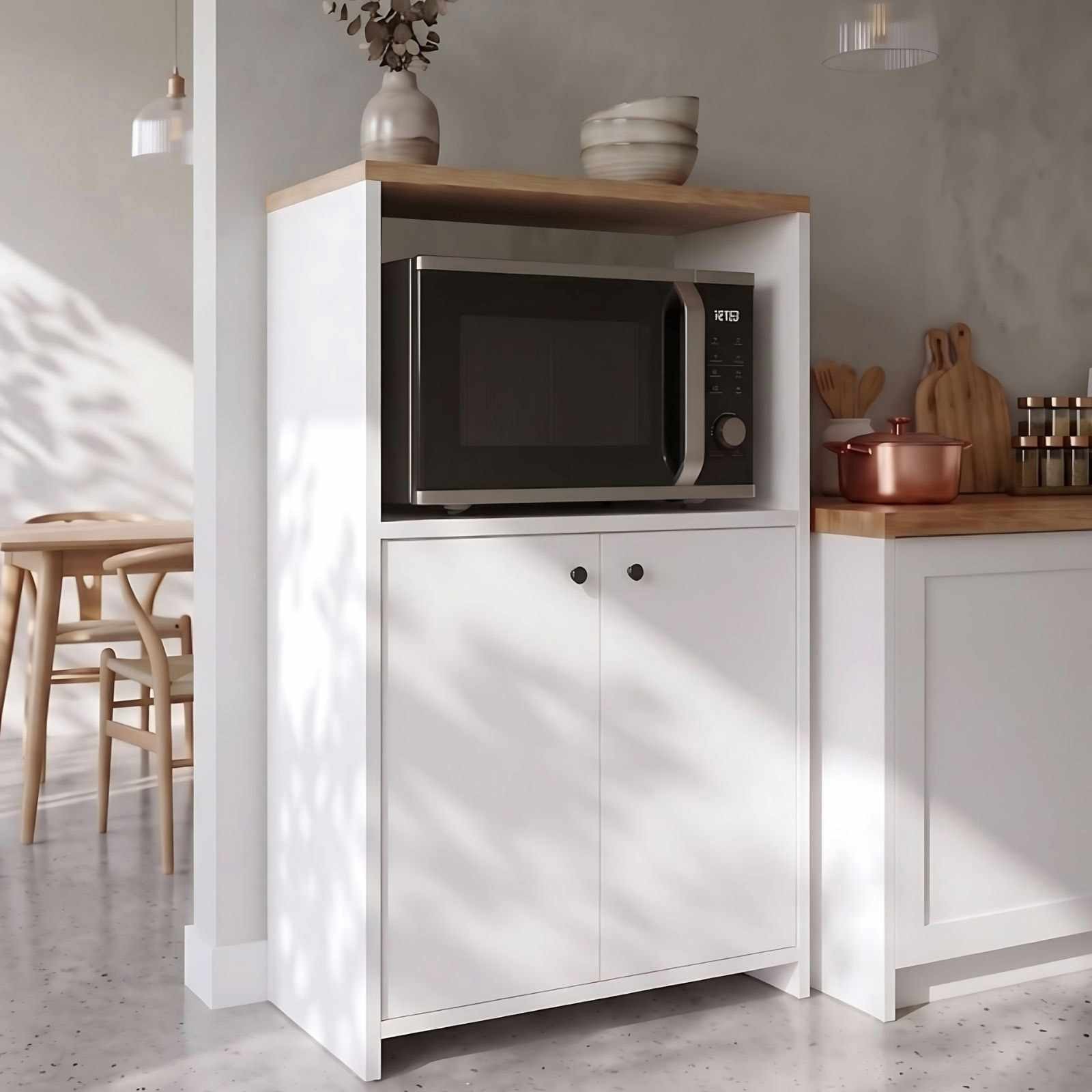 Dulap Vrn1-Sw, 68,6 x 86,8 x 35 cm, natural alb, PAL melaminat — imaginea 3