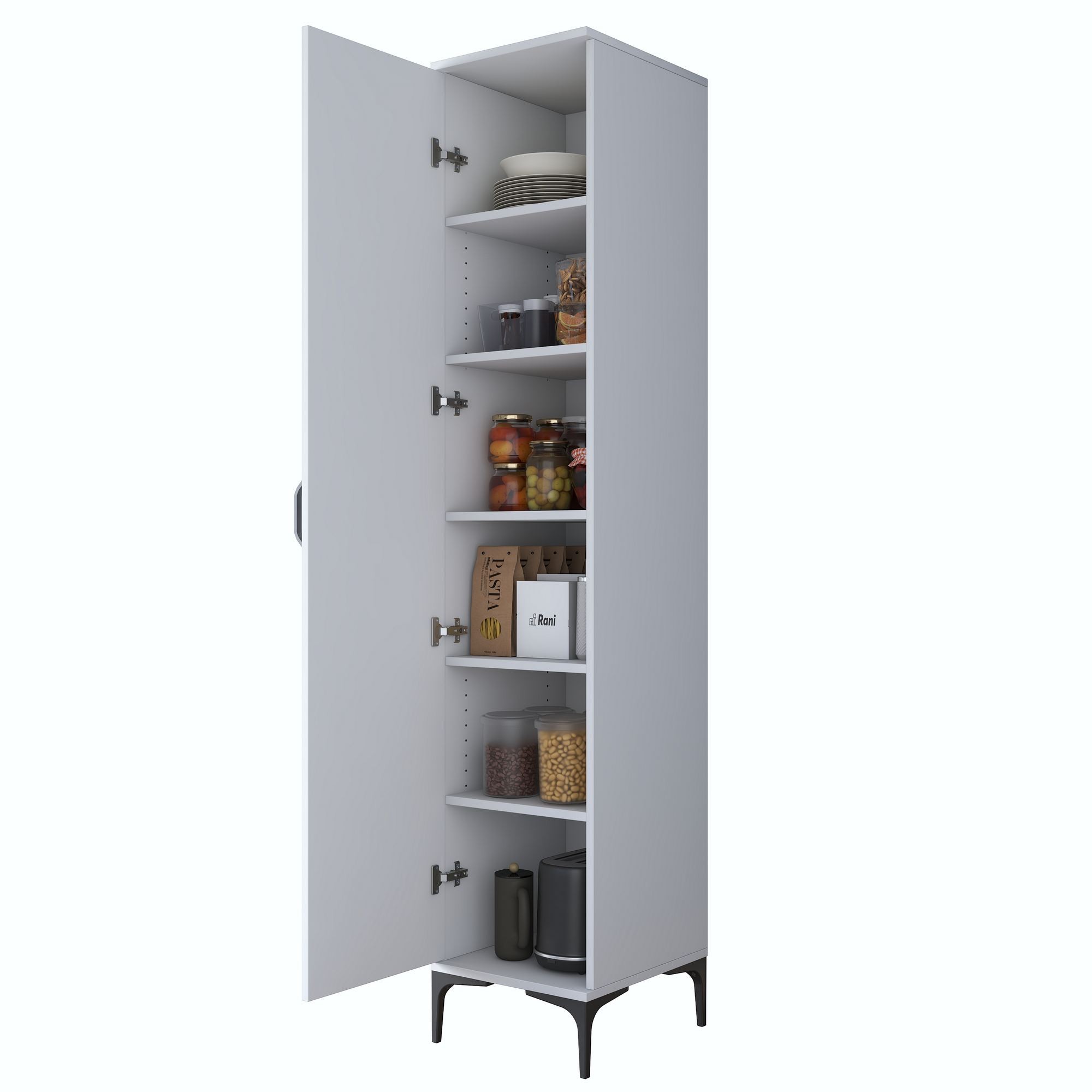 Dulap JE252, 40 x 204,2 x 45 cm, alb, PAL, spatiu de depozitare, fixare pe perete — imaginea 2