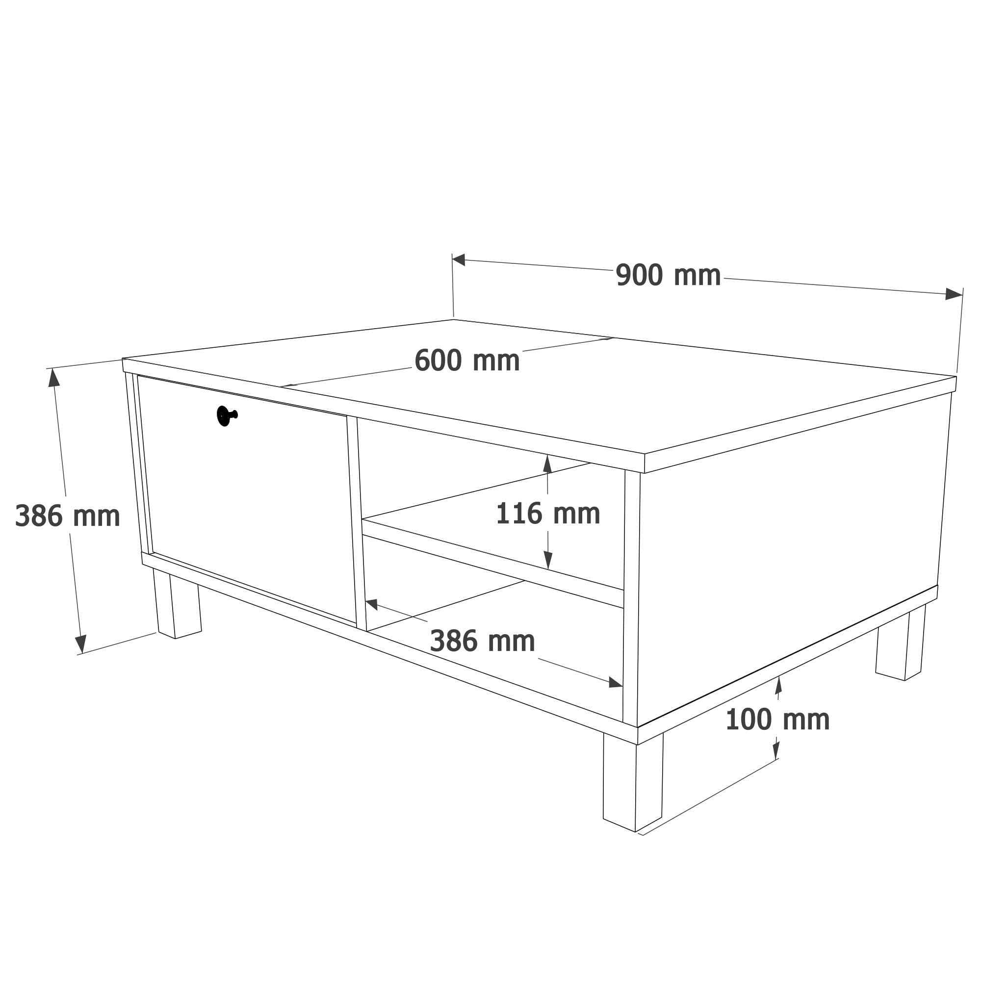 Masa de cafea Nord - ND8-SW, 90 x 38,6 x 60 cm, alb si stejar, PAL melaminat, design compact — imaginea 6