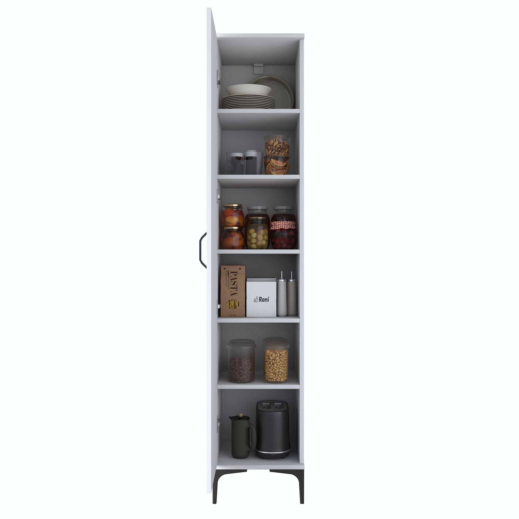 Dulap JE252, 40 x 204,2 x 45 cm, alb, PAL, spatiu de depozitare, fixare pe perete — imaginea 3