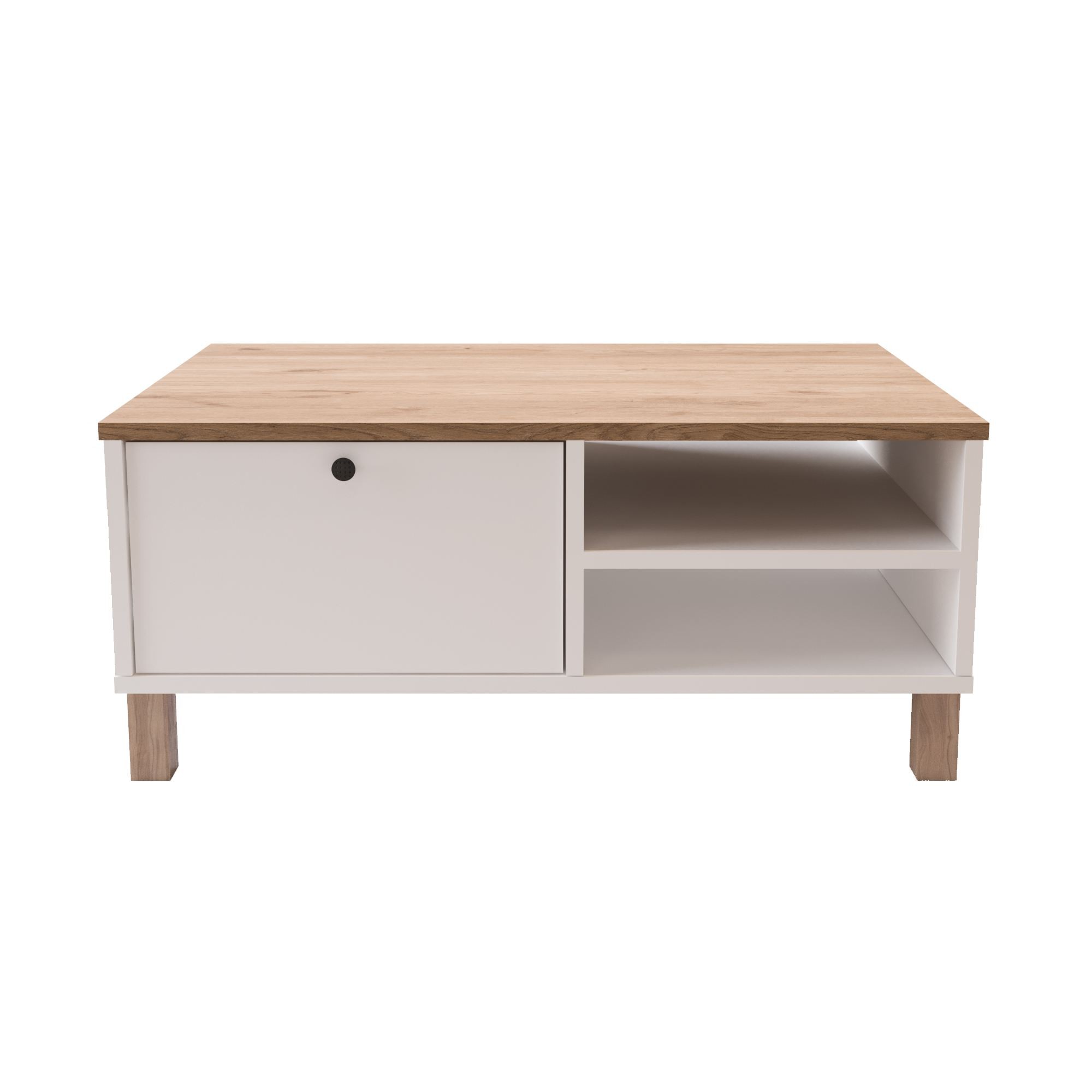 Masa de cafea Nord - ND8-SW, 90 x 38,6 x 60 cm, alb si stejar, PAL melaminat, design compact — imaginea 7