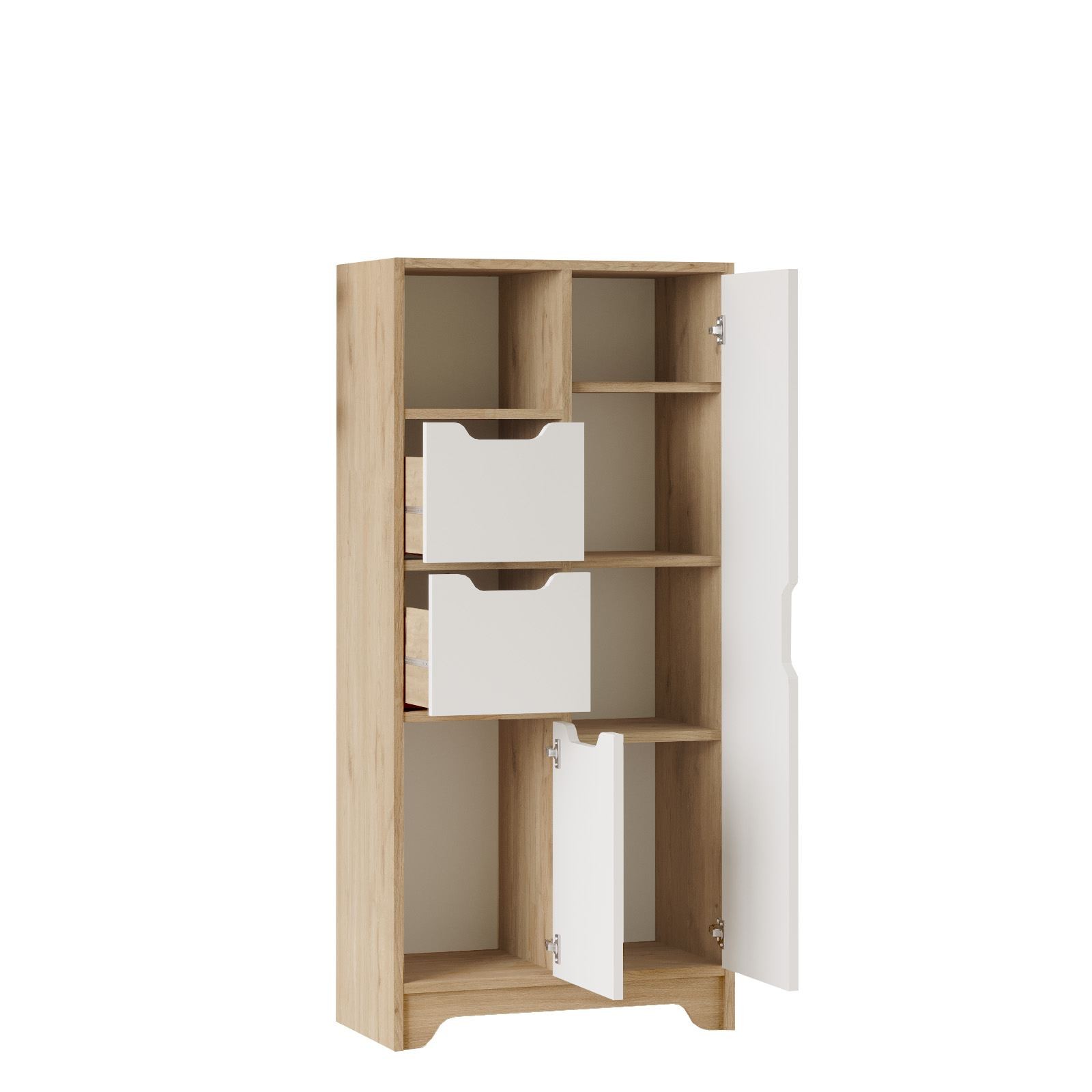 Dulap LIB1-SW, 71 x 140 x 34 cm, stejar alb, PAL melaminat, spatiu de depozitare, fixare pe perete — imaginea 4