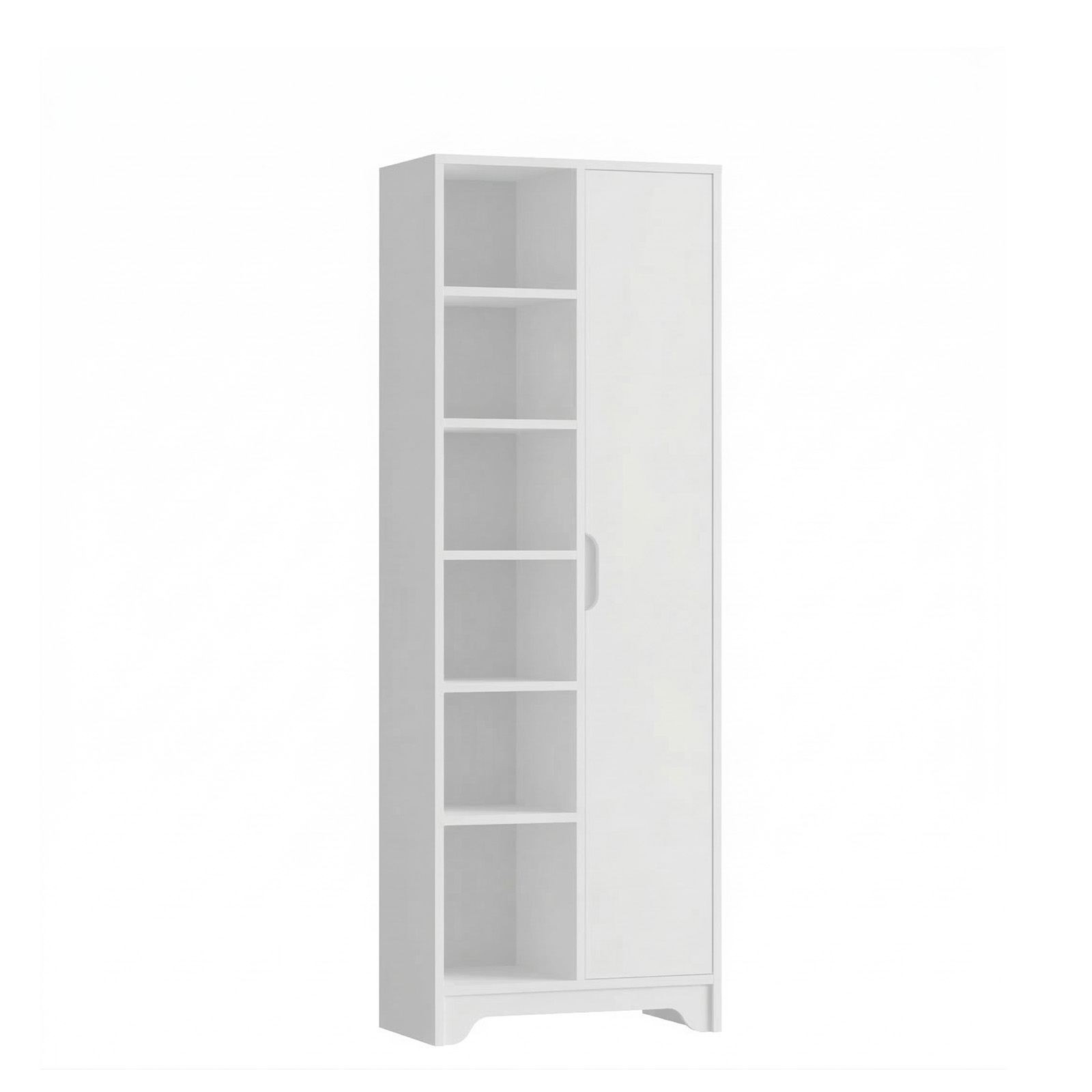 Dulap LIB2-W, 72 x 180 x 34 cm, alb, PAL melaminat, spatiu de depozitare, fixare pe perete — imaginea 3