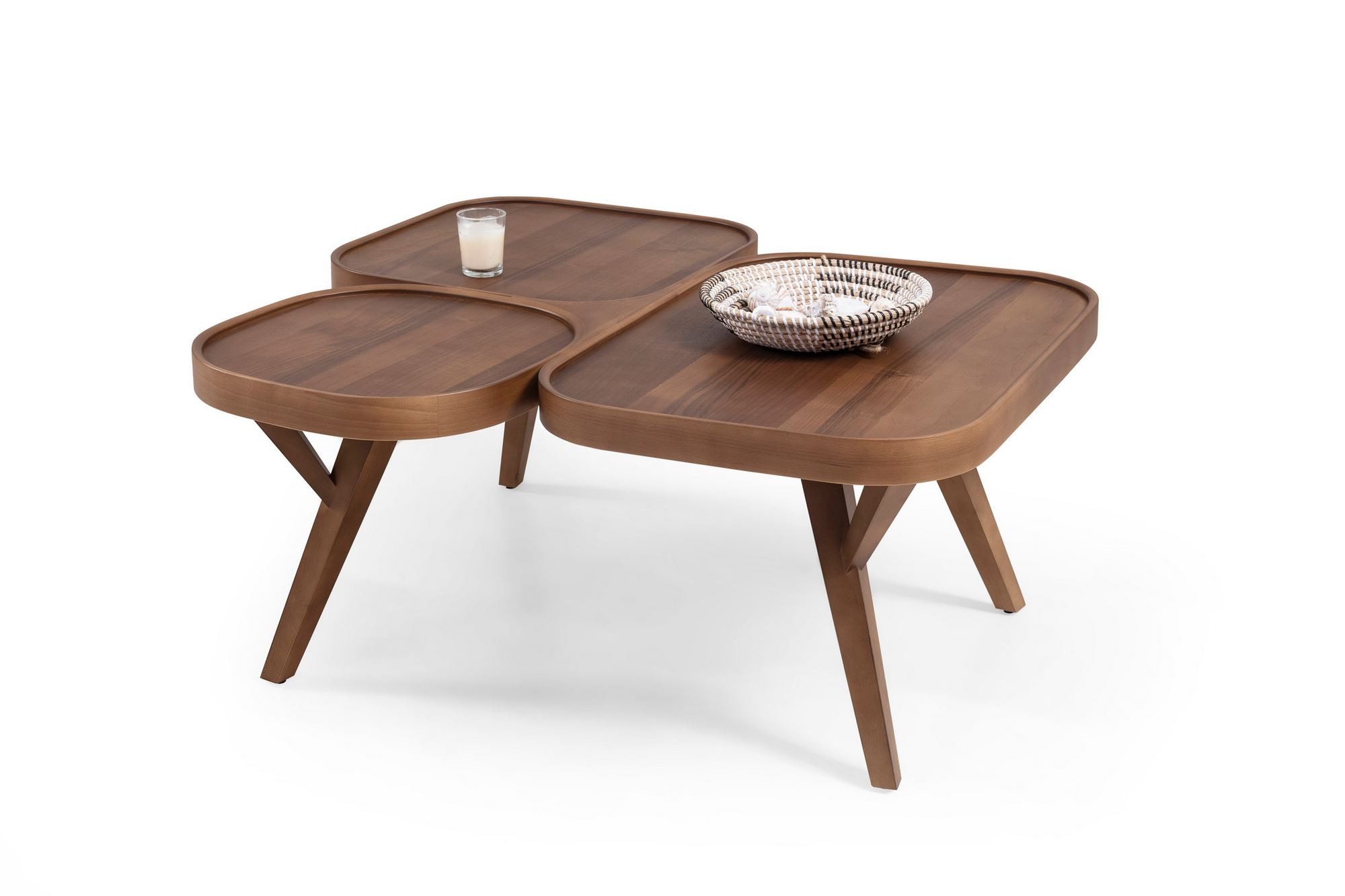 Masa de cafea Sofya 102, 102 x 44 x 92 cm, nuc, MDF, design compact — imaginea 2