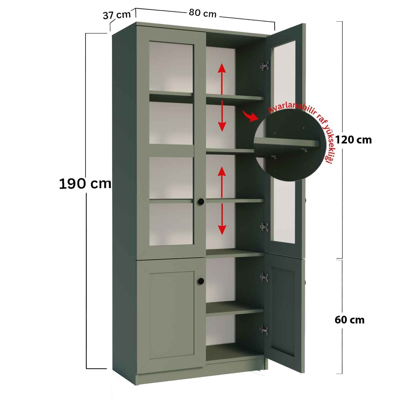 Dulap Lisa 1600-135, 80 x 190 x 37 cm, PAL melaminat, spatiu de depozitare, fixare pe perete, verde — imaginea 2