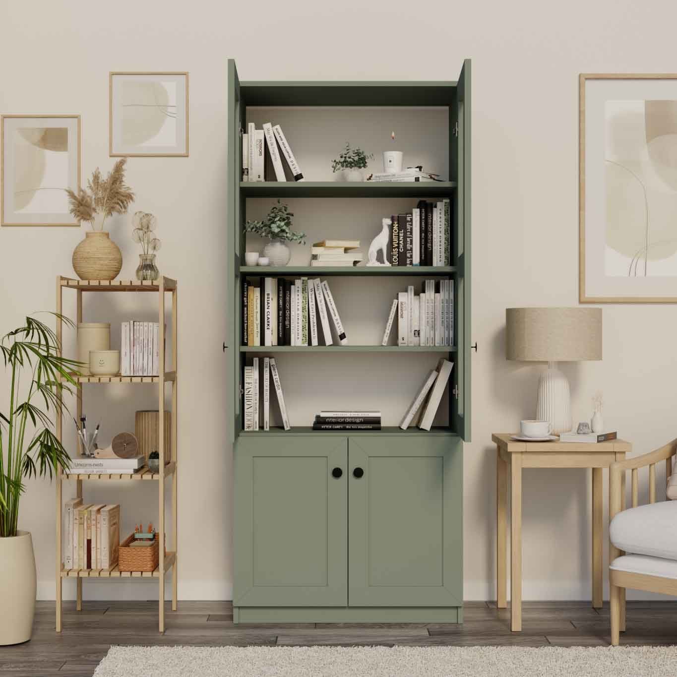 Dulap Lisa 1600-135, 80 x 190 x 37 cm, PAL melaminat, spatiu de depozitare, fixare pe perete, verde — imaginea 3