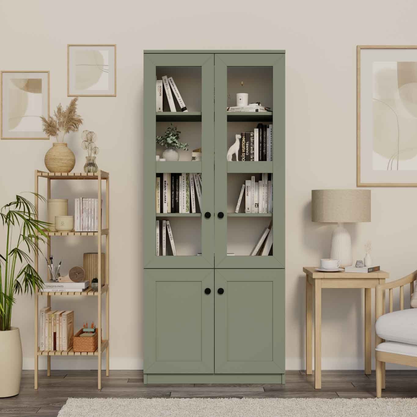 Dulap Lisa 1600-135, 80 x 190 x 37 cm, PAL melaminat, spatiu de depozitare, fixare pe perete, verde — imaginea 5