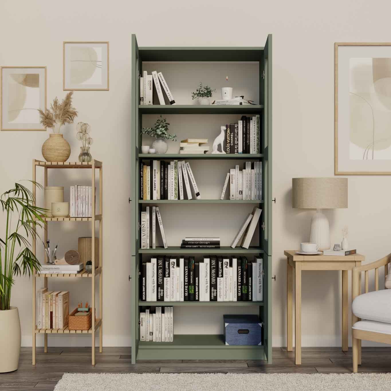 Dulap Lisa 1600-135, 80 x 190 x 37 cm, PAL melaminat, spatiu de depozitare, fixare pe perete, verde — imaginea 6