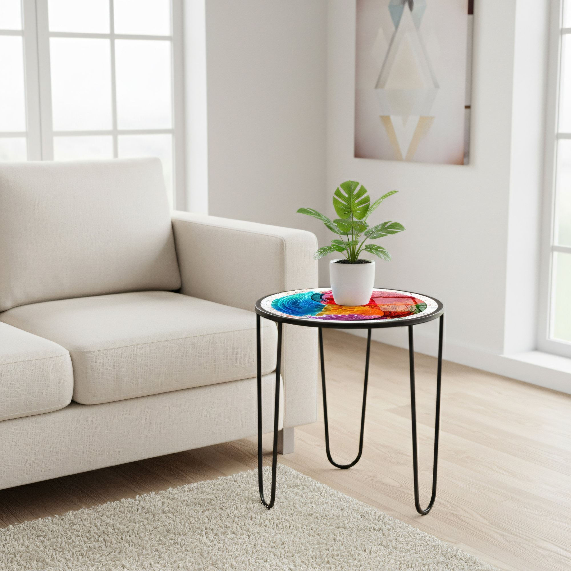 Masa de cafea Shb-033-D, 53 x 55 x 53 cm, multicolor, metal, design compact — imaginea 2