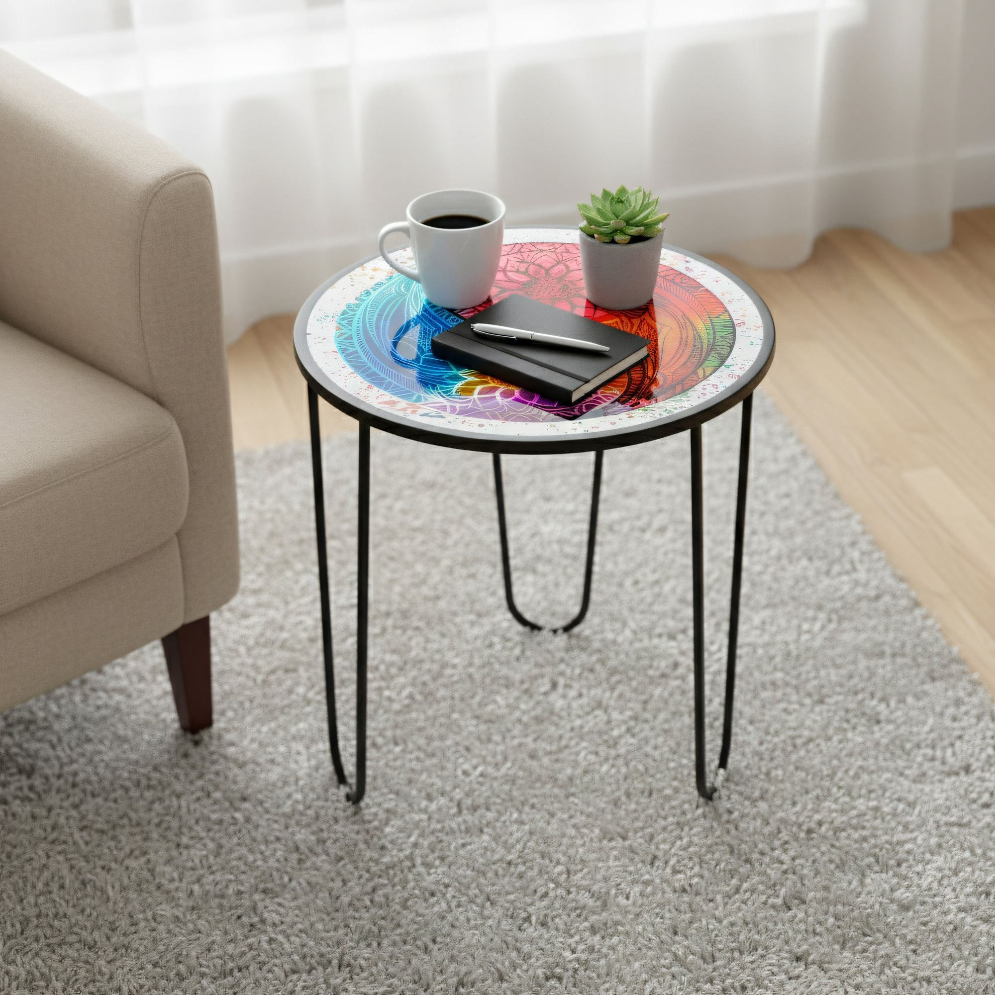 Masa de cafea Shb-033-D, 53 x 55 x 53 cm, multicolor, metal, design compact — imaginea 5