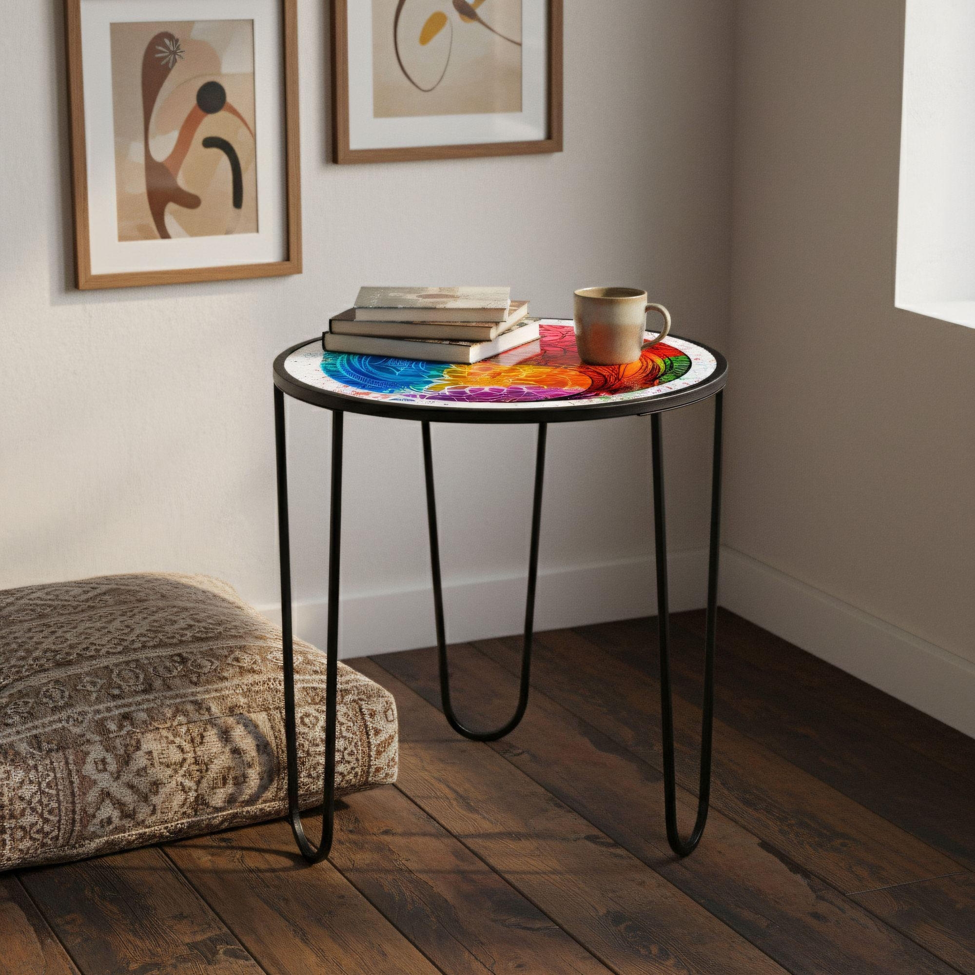 Masa de cafea Shb-033-D, 53 x 55 x 53 cm, multicolor, metal, design compact — imaginea 6