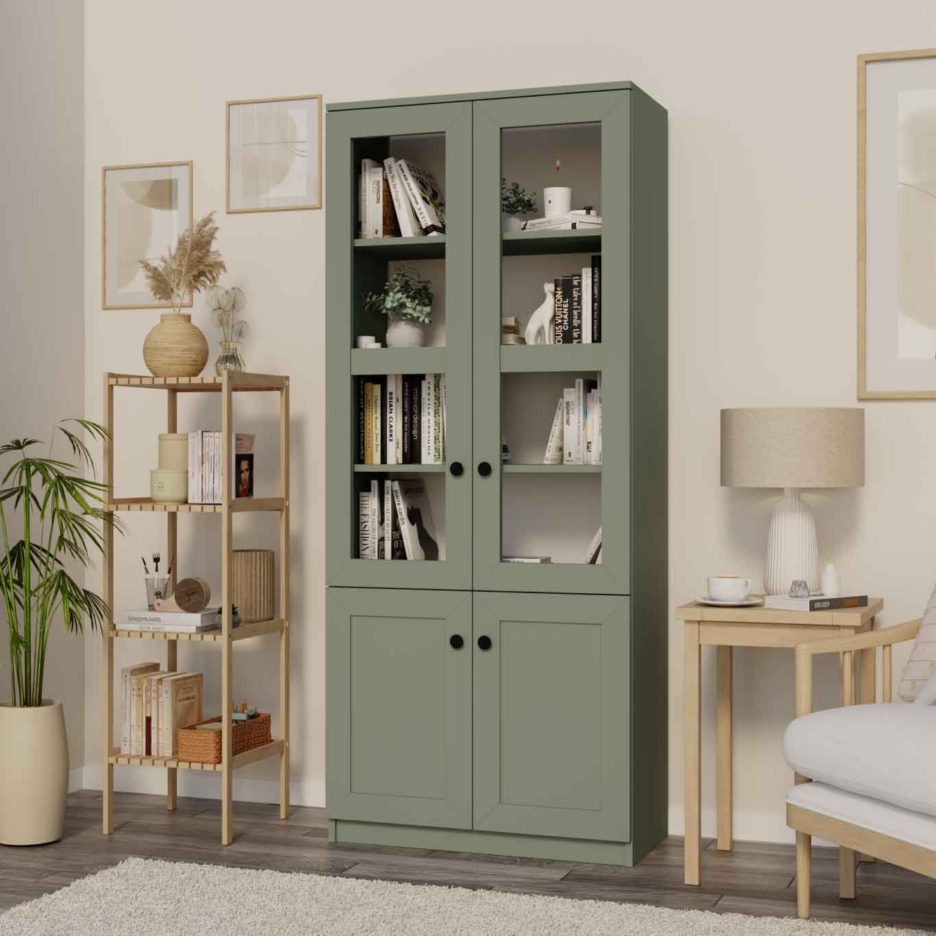 Dulap Lisa 1600-135, 80 x 190 x 37 cm, PAL melaminat, spatiu de depozitare, fixare pe perete, verde — imaginea 7