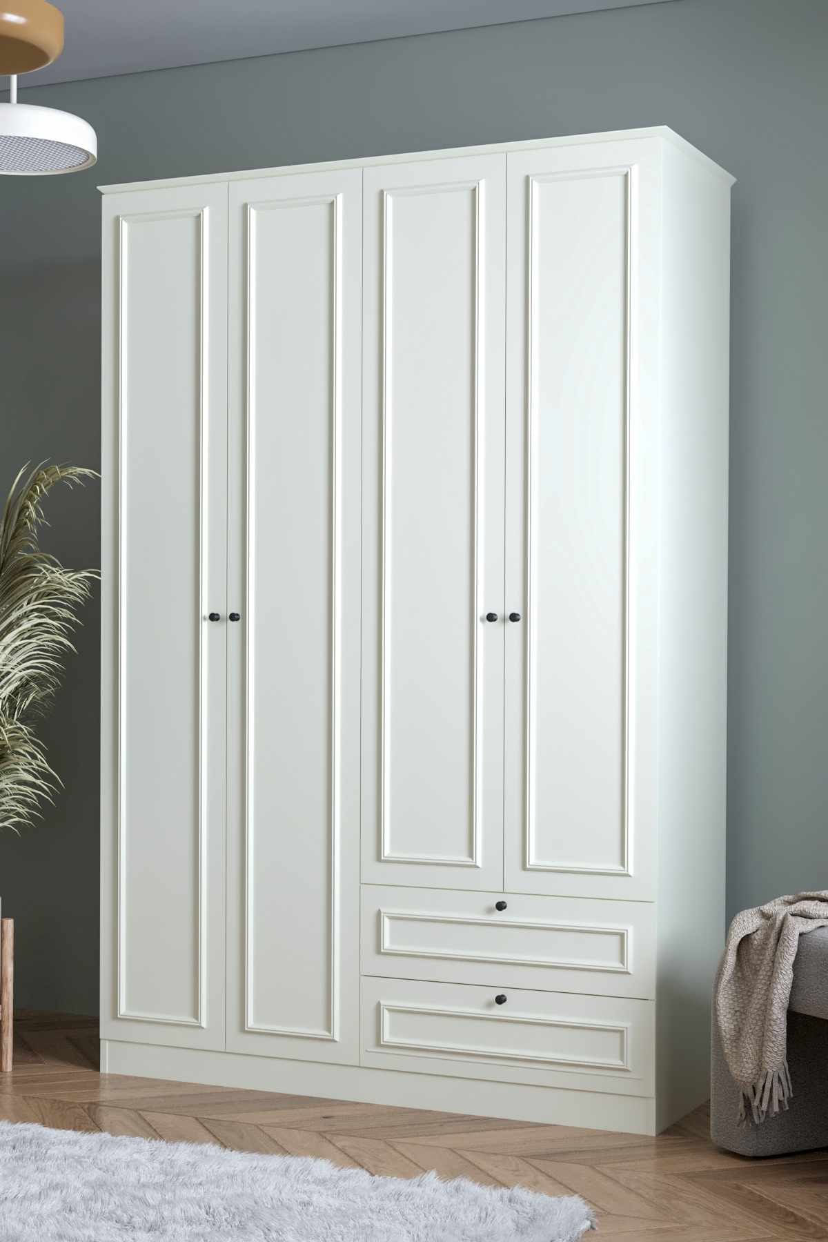 Dulap haine Mira 210, 140 x 210 x 54 cm, alb, PAL melaminat, organizare haine — imaginea 2