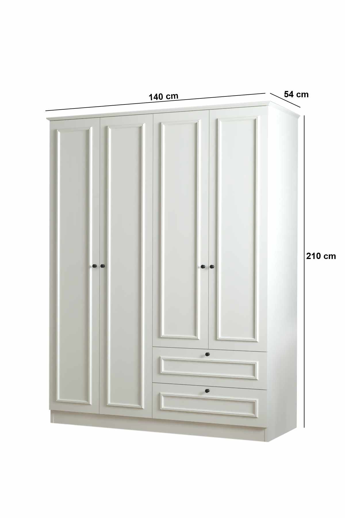Dulap haine Mira 210, 140 x 210 x 54 cm, alb, PAL melaminat, organizare haine — imaginea 7