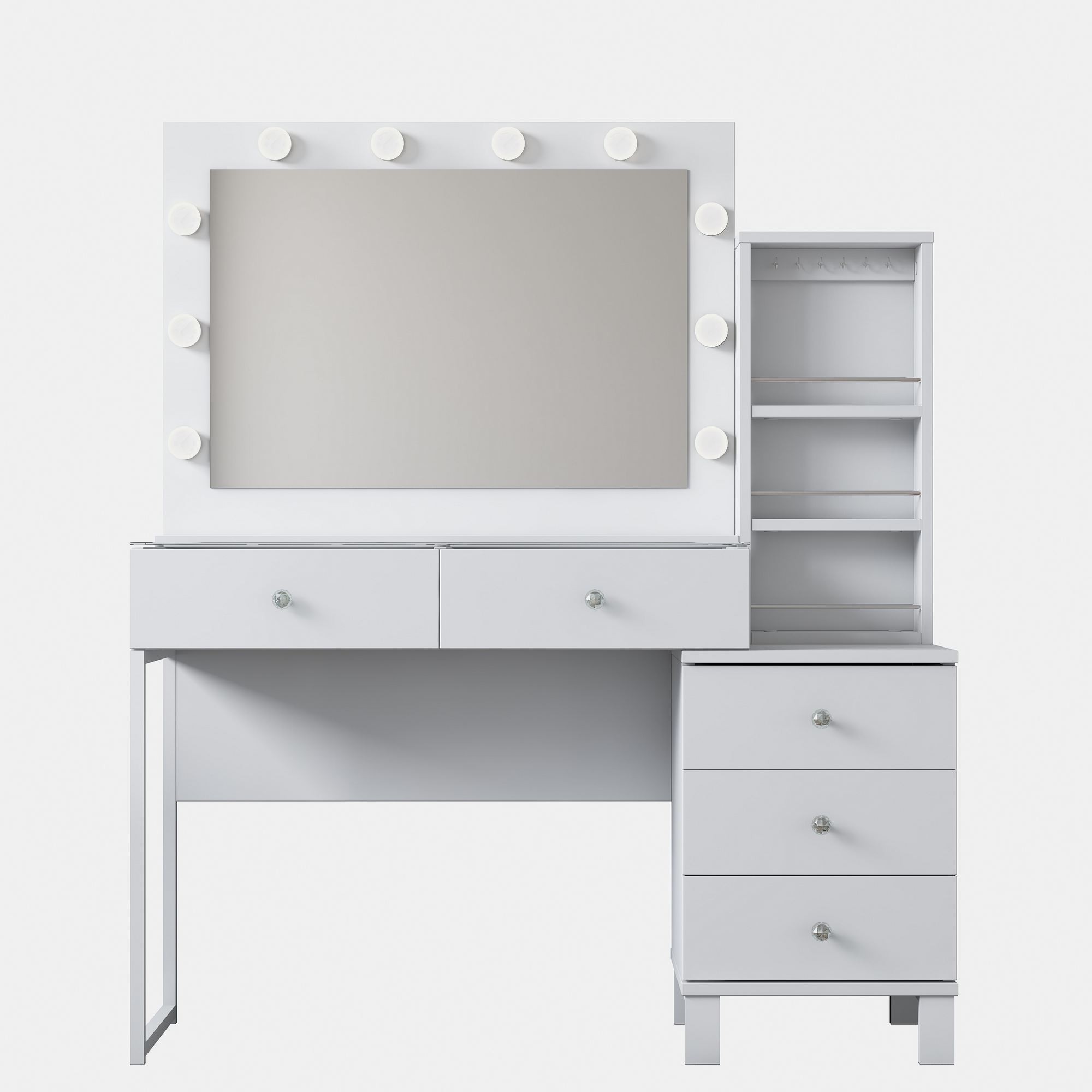 Masa de machiaj BJ151, 120 x 141,8 x 40 cm, alb, PAL — imaginea 6