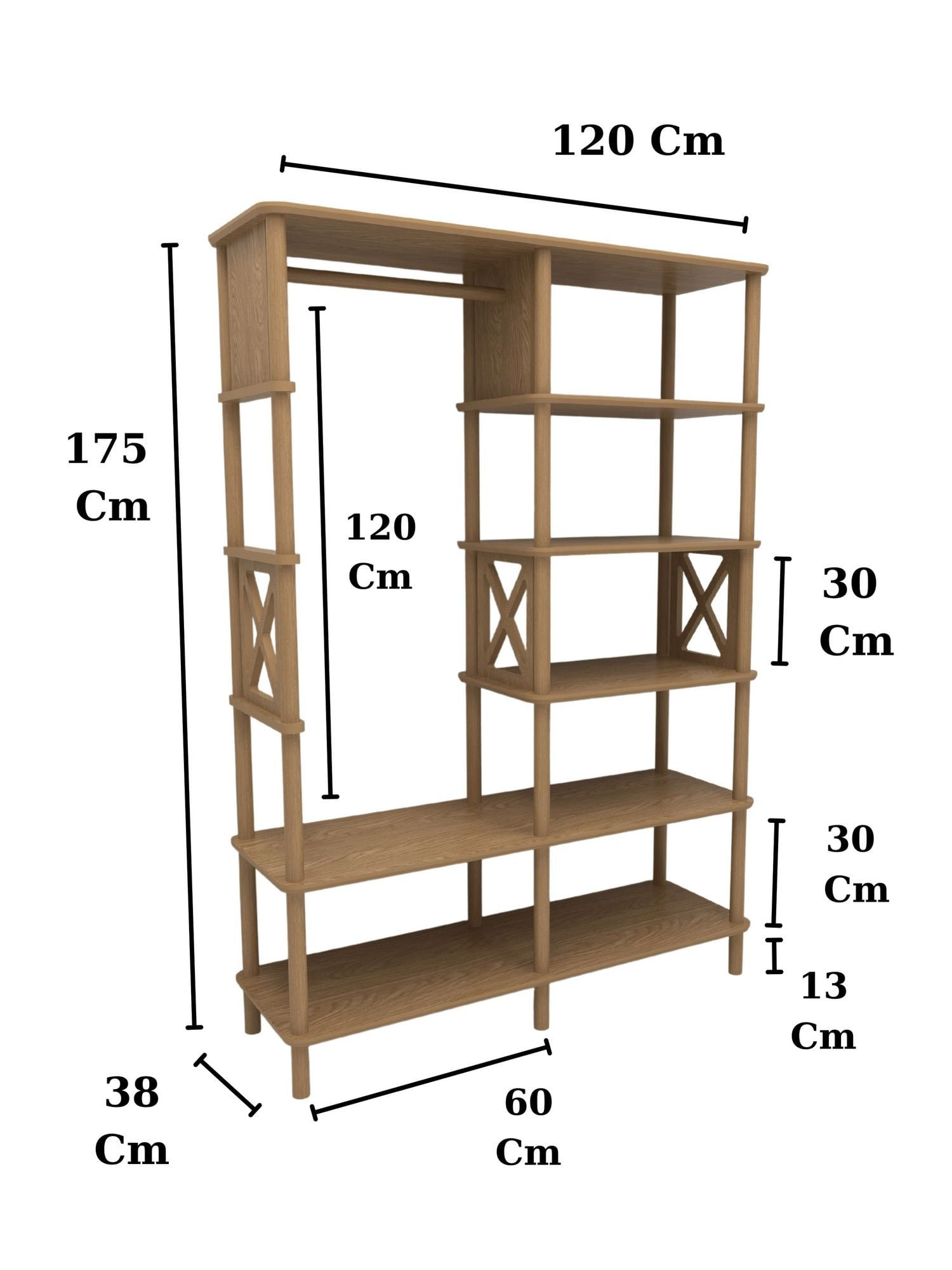 Dulap haine Lusso, 120 x 175 x 38 cm, stejar, MDF, capacitate 15 kg — imaginea 3