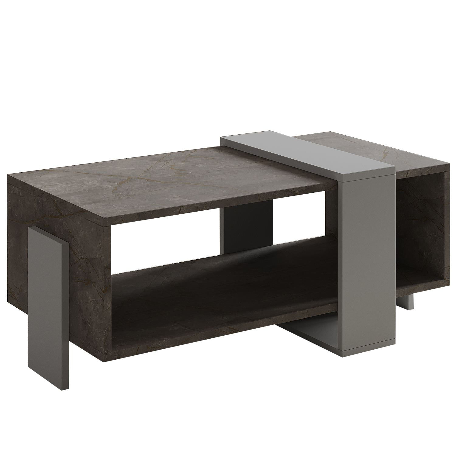 Masa de cafea Meleni, 90 x 40 x 49 cm, gordion marmura gri, PAL melaminat, design compact, gordion marble / gri — imaginea 3