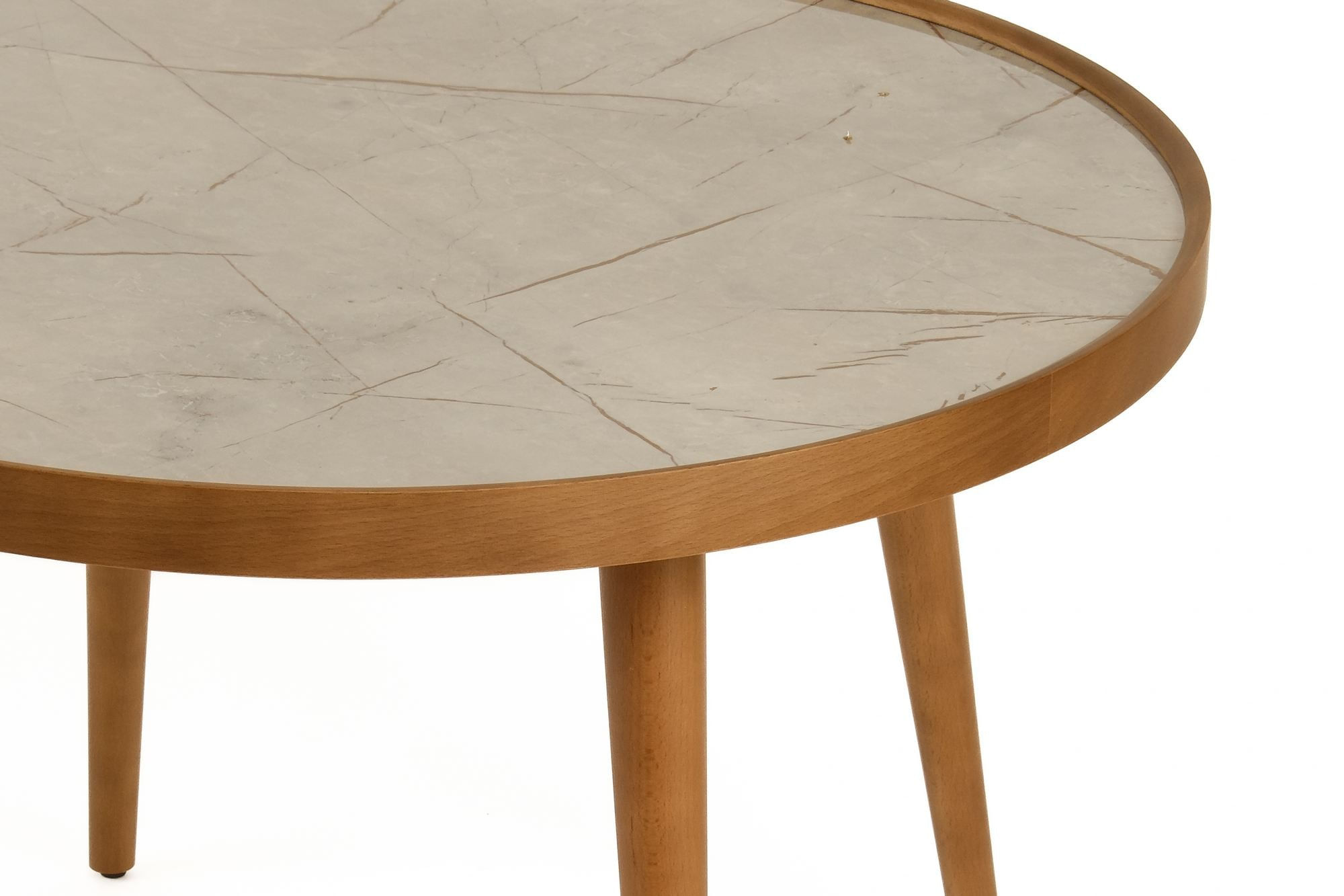 Masa de cafea Polen 80, 80 x 48 x 80 cm, nuc gri marmura, MDF, design compact, nuc / gri marble — imaginea 3