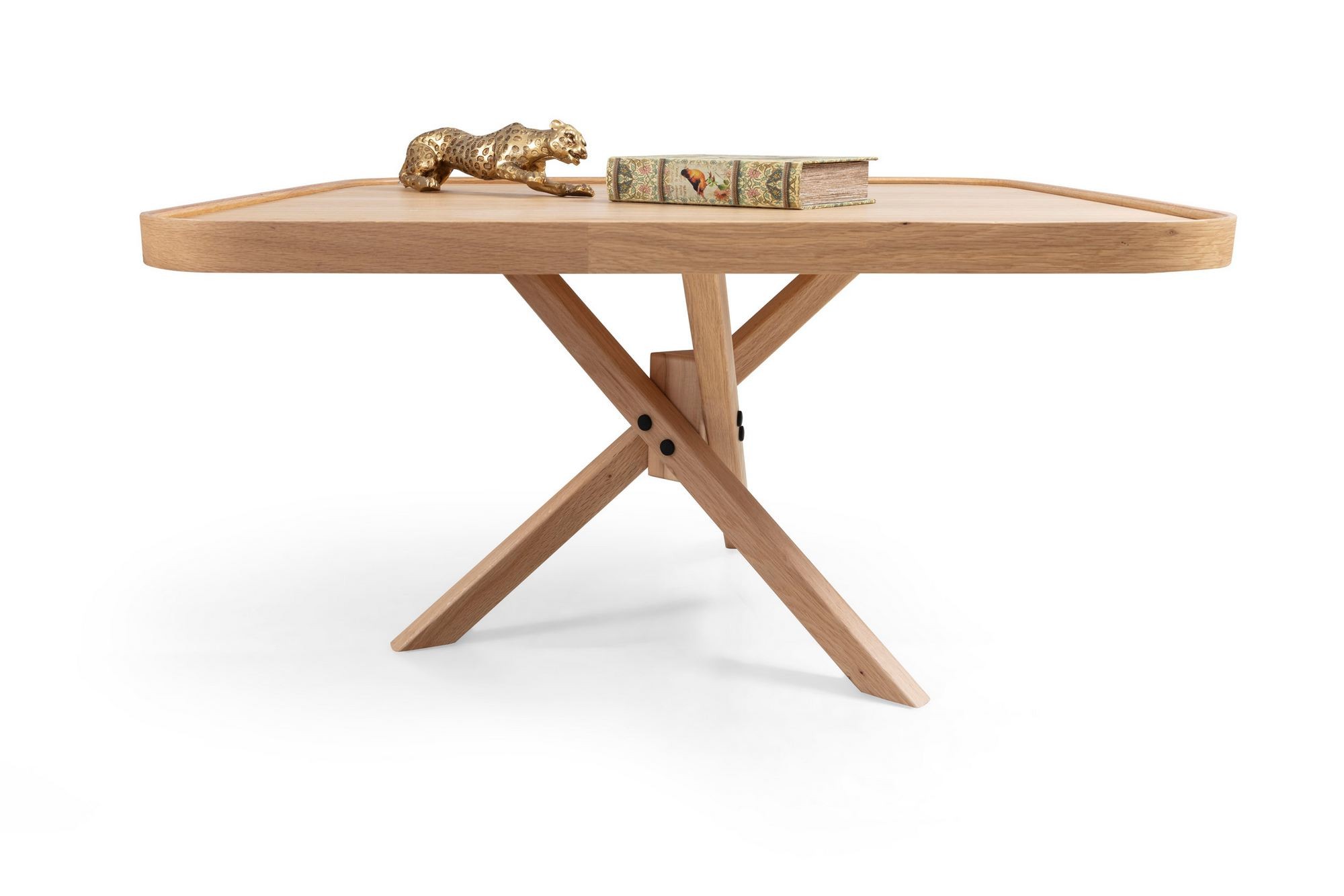 Masa de cafea Oscar Kare 100, 100 x 48 x 100 cm, stejar, MDF, design compact — imaginea 2