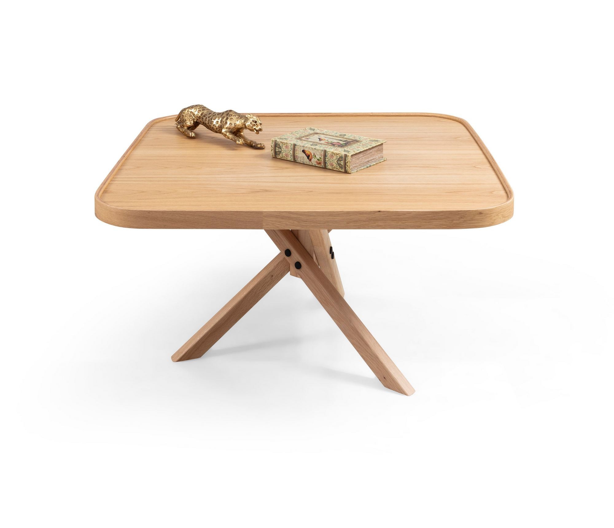 Masa de cafea Oscar Kare 100, 100 x 48 x 100 cm, stejar, MDF, design compact — imaginea 3