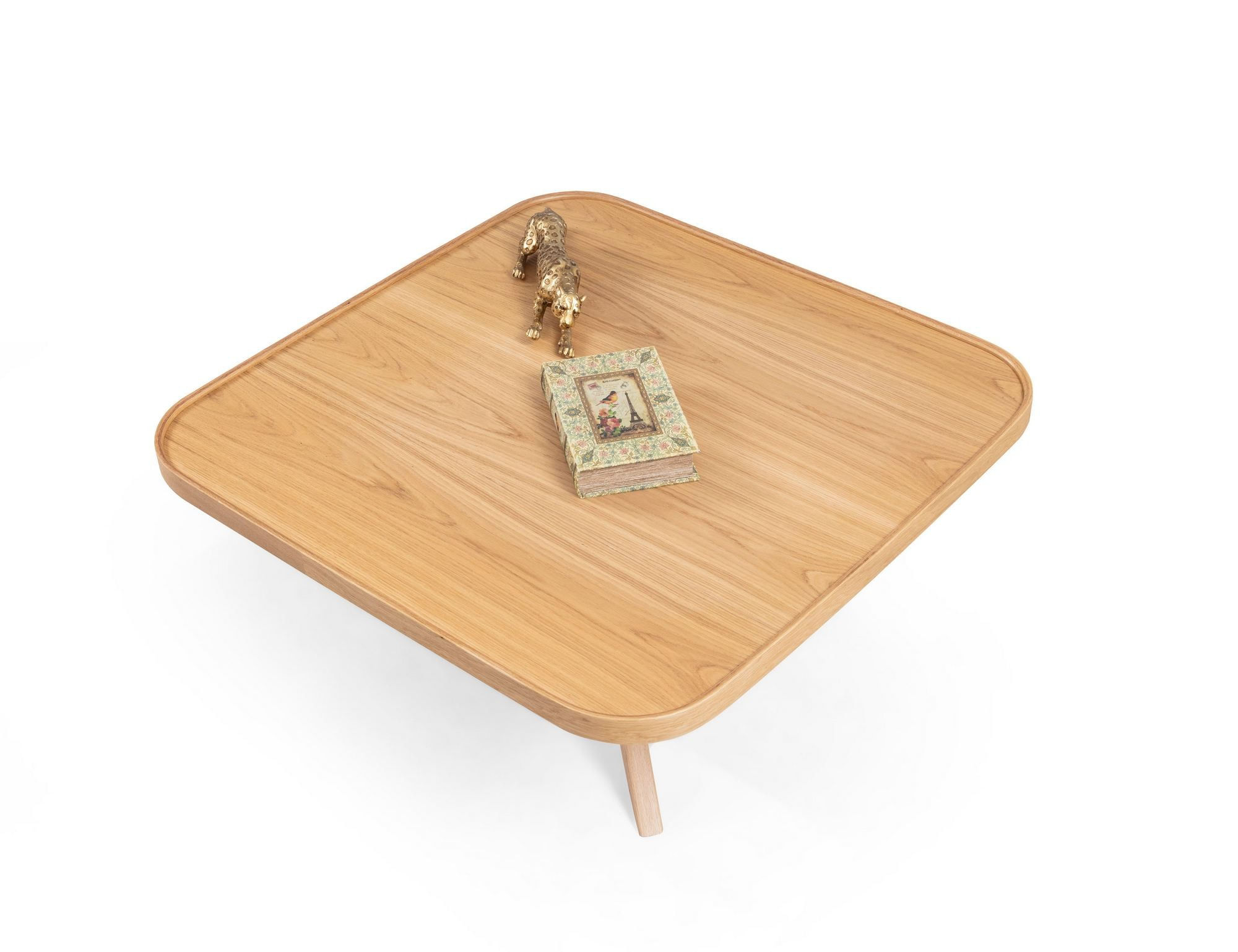 Masa de cafea Oscar Kare 100, 100 x 48 x 100 cm, stejar, MDF, design compact — imaginea 4