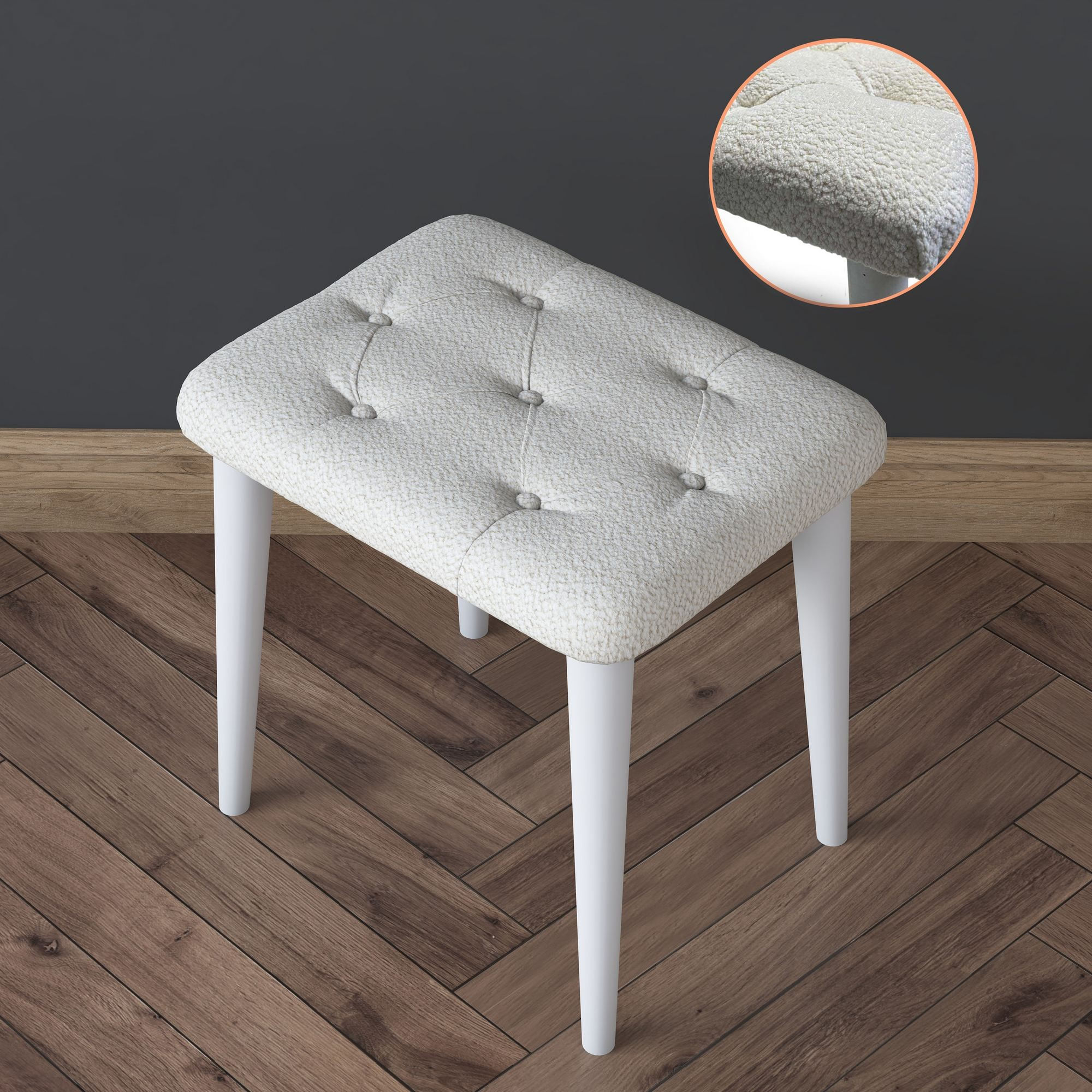Masa de machiaj BJ164, 90 x 141,8 x 40 cm, alb, PAL — imaginea 10