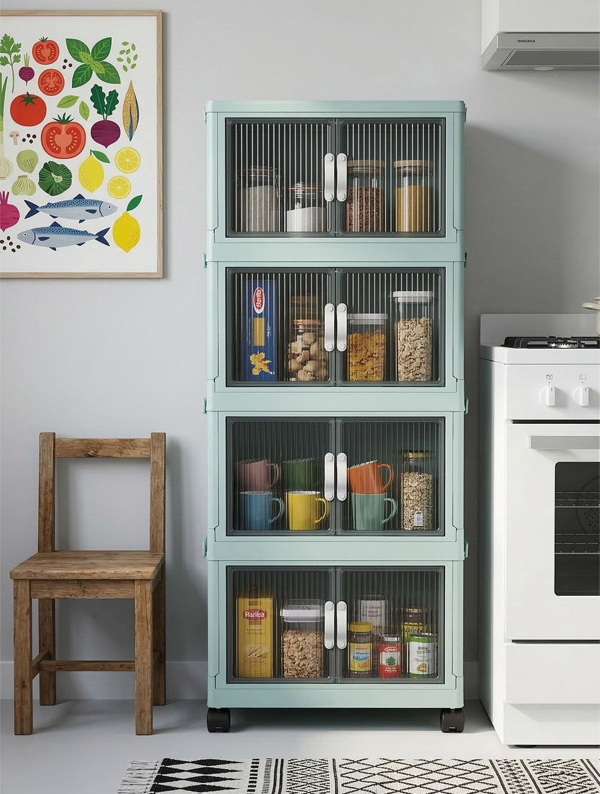 Dulap Lavine 127, 56 x 127 x 56 cm, albastru pastel, baby albastru — imaginea 2