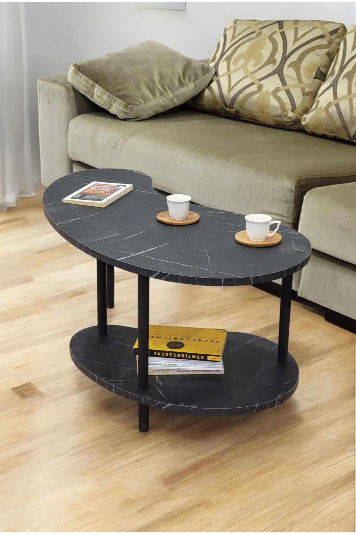 Masa de cafea Peka-0021, 100 x 43 x 48 cm, marmura, PAL melaminat, design compact, marble — imaginea 2