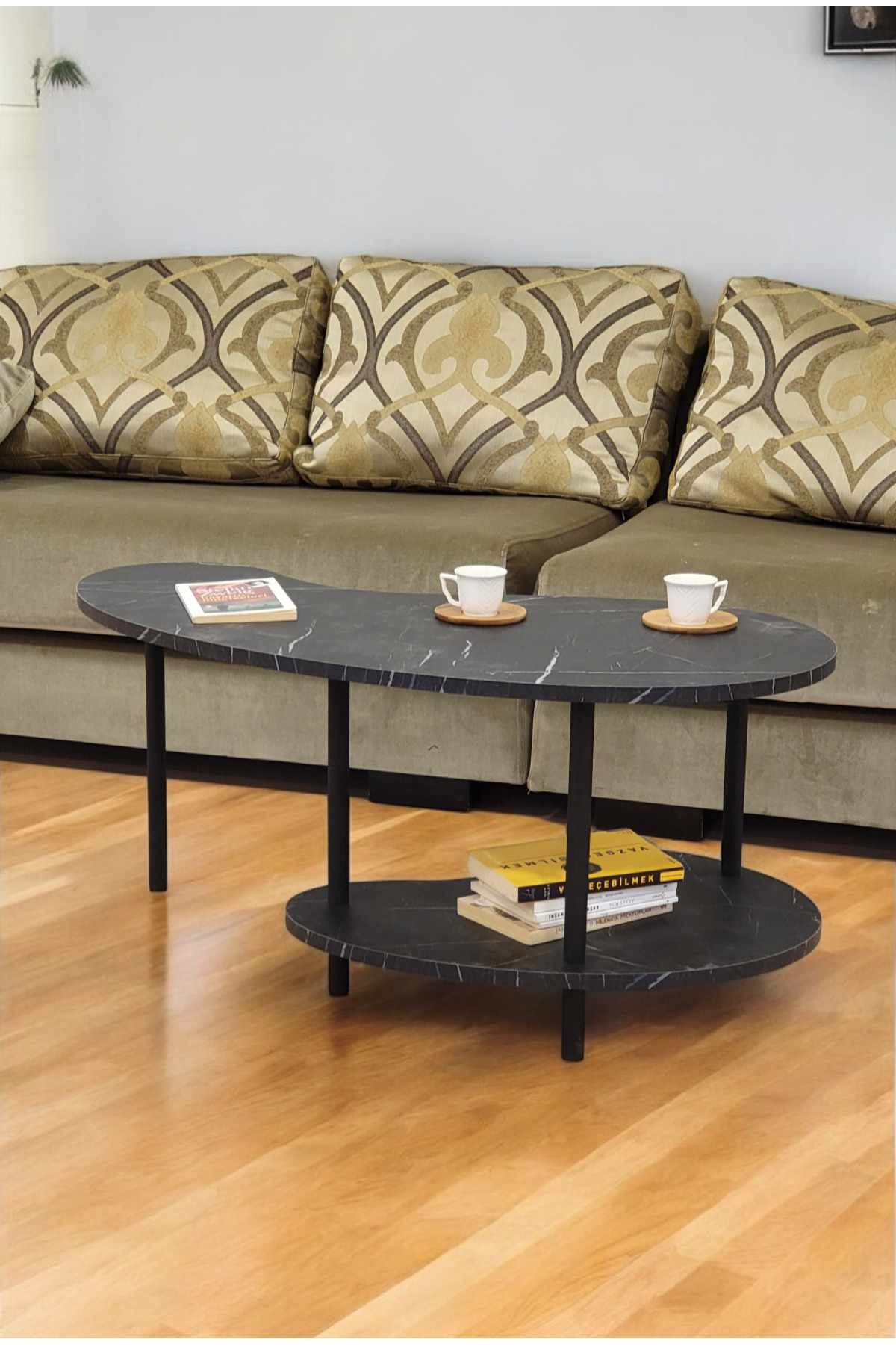 Masa de cafea Peka-0021, 100 x 43 x 48 cm, marmura, PAL melaminat, design compact, marble — imaginea 3