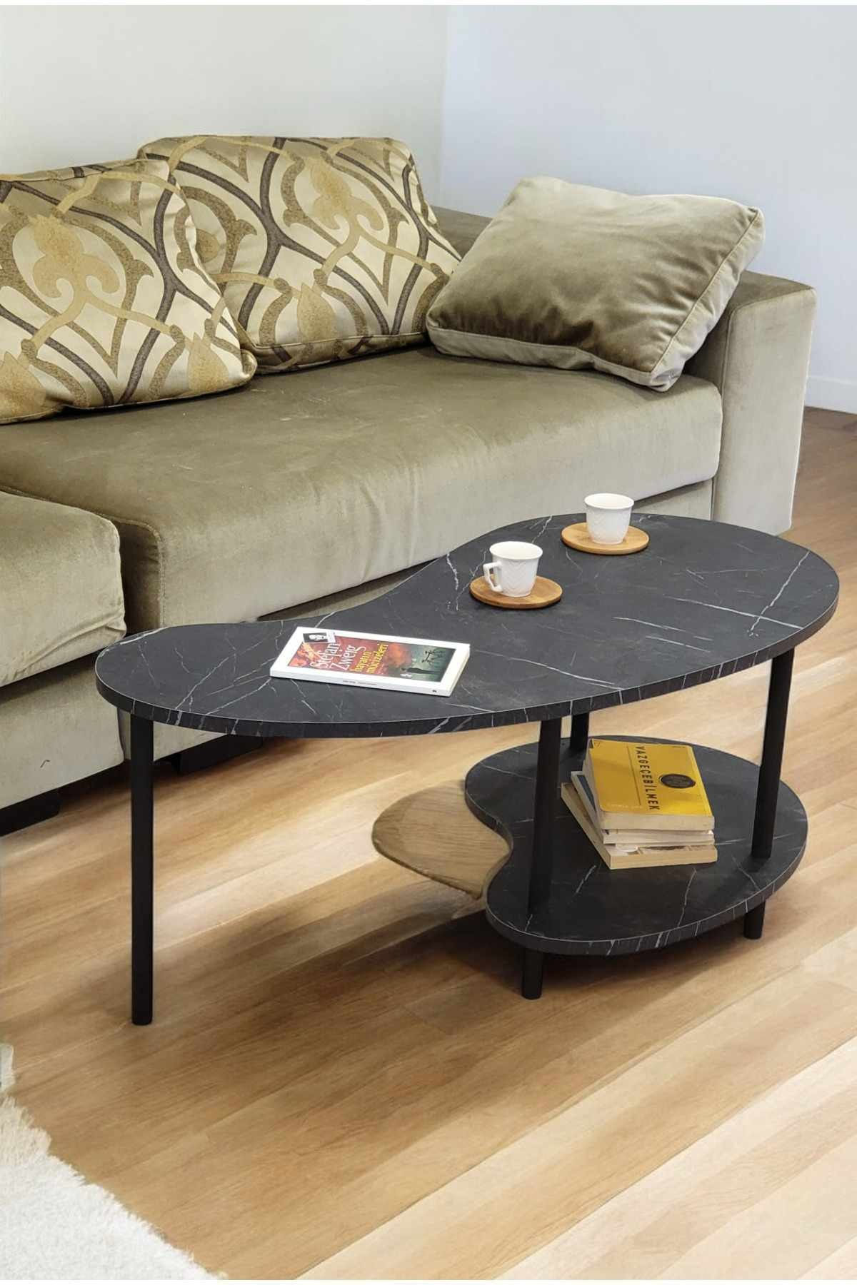 Masa de cafea Peka-0021, 100 x 43 x 48 cm, marmura, PAL melaminat, design compact, marble — imaginea 5