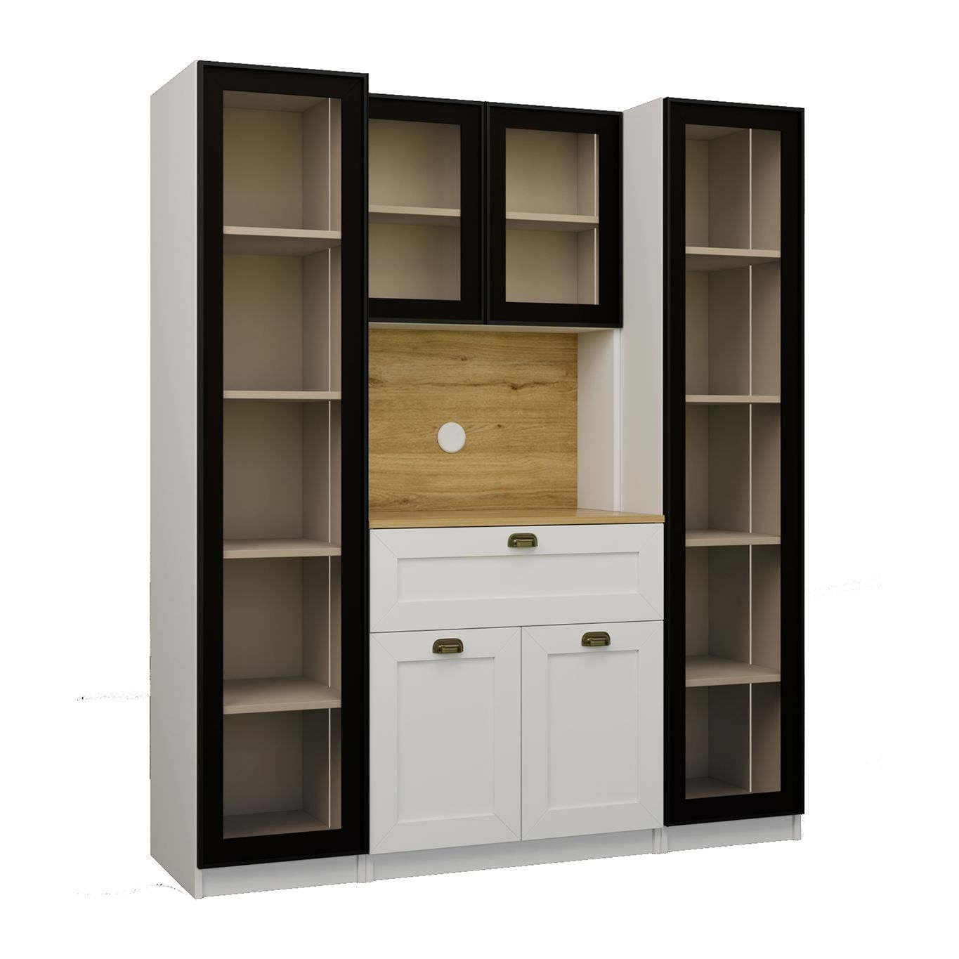 Dulap pentru cafea Nero Duo 1600-223, 160 x 190 x 44 cm, alb, PAL melaminat, spatiu de depozitare, fixare pe perete — imaginea 2