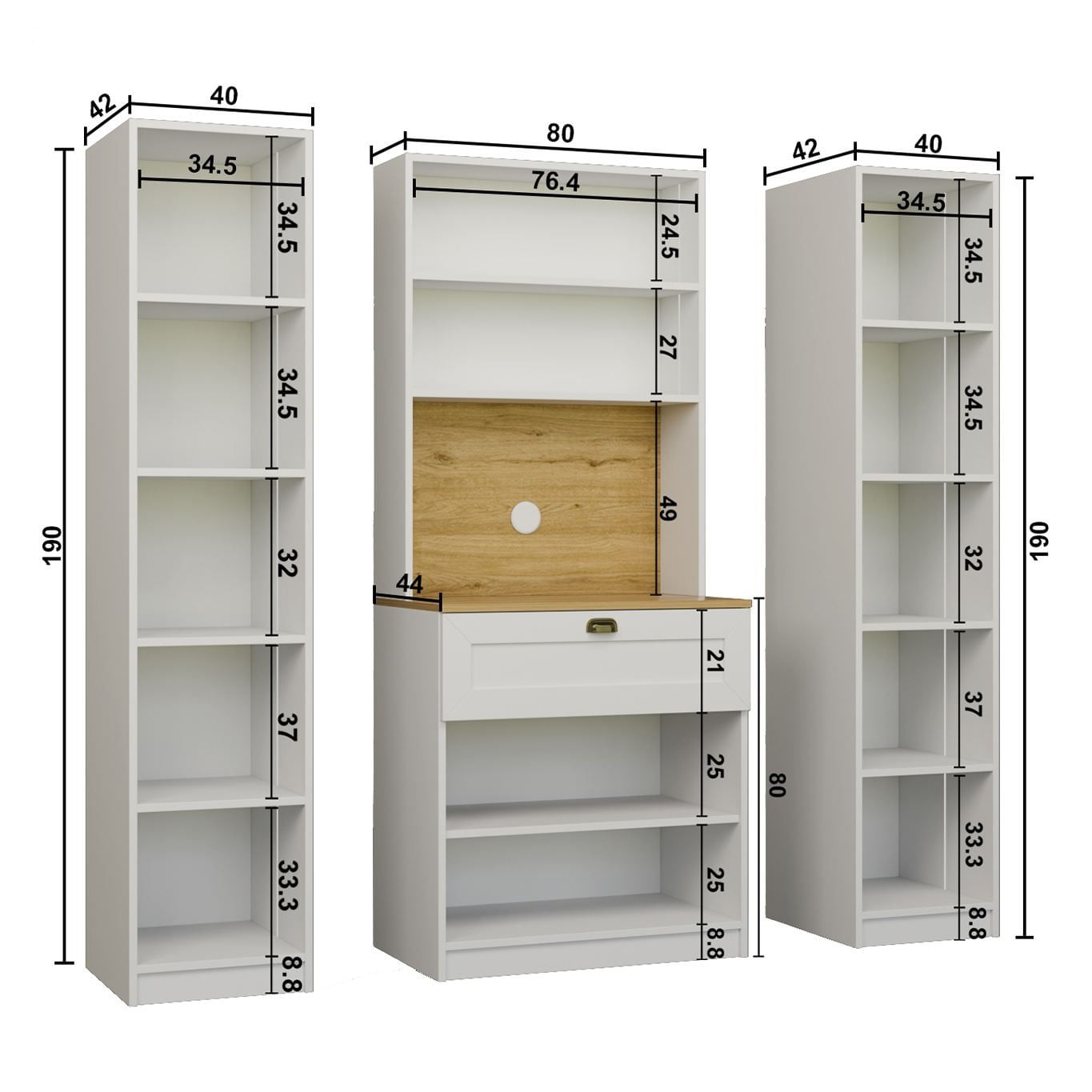 Dulap pentru cafea Nero Duo 1600-223, 160 x 190 x 44 cm, alb, PAL melaminat, spatiu de depozitare, fixare pe perete — imaginea 3