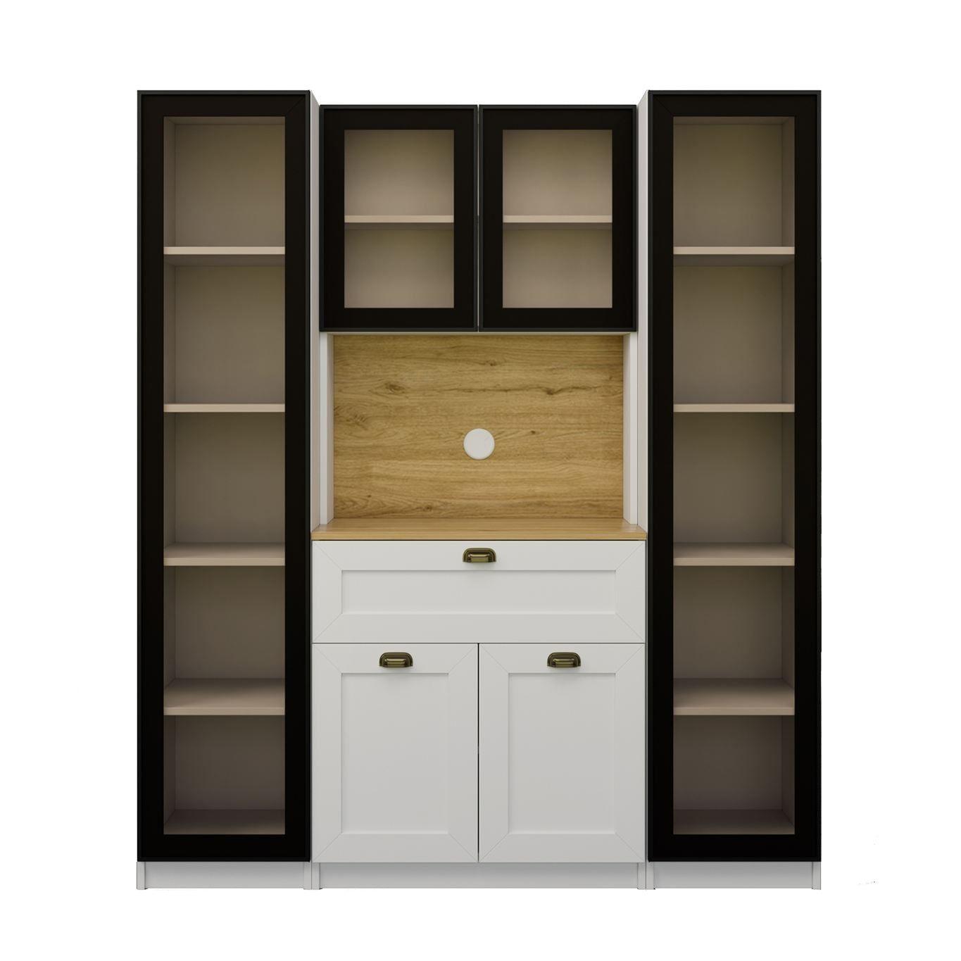Dulap pentru cafea Nero Duo 1600-223, 160 x 190 x 44 cm, alb, PAL melaminat, spatiu de depozitare, fixare pe perete — imaginea 6