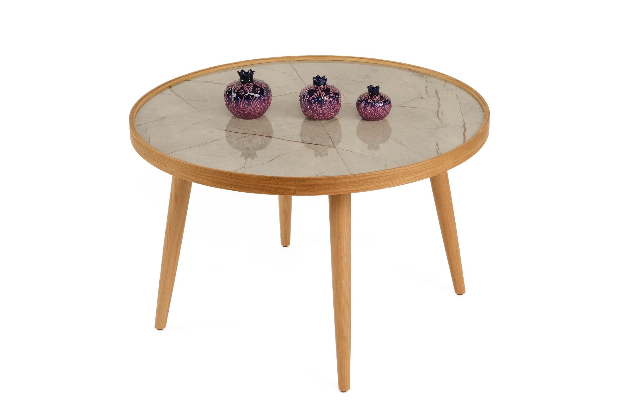 Masa de cafea Polen 80, 80 x 48 x 80 cm, stejar gri marmura, MDF, design compact, stejar / gri marble — imaginea 2