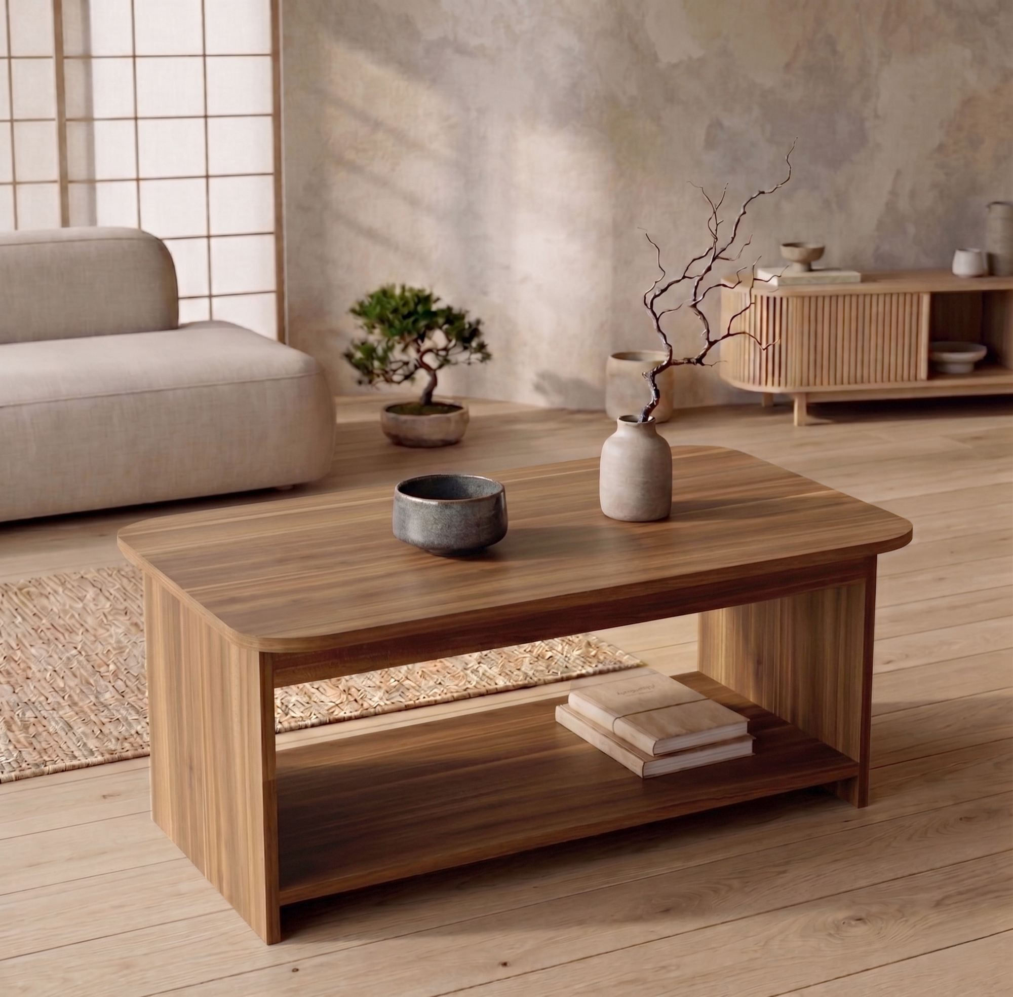 Masa de cafea Chb1-Ce, 100 x 41,8 x 50 cm, nuc, PAL melaminat, design compact — imaginea 2