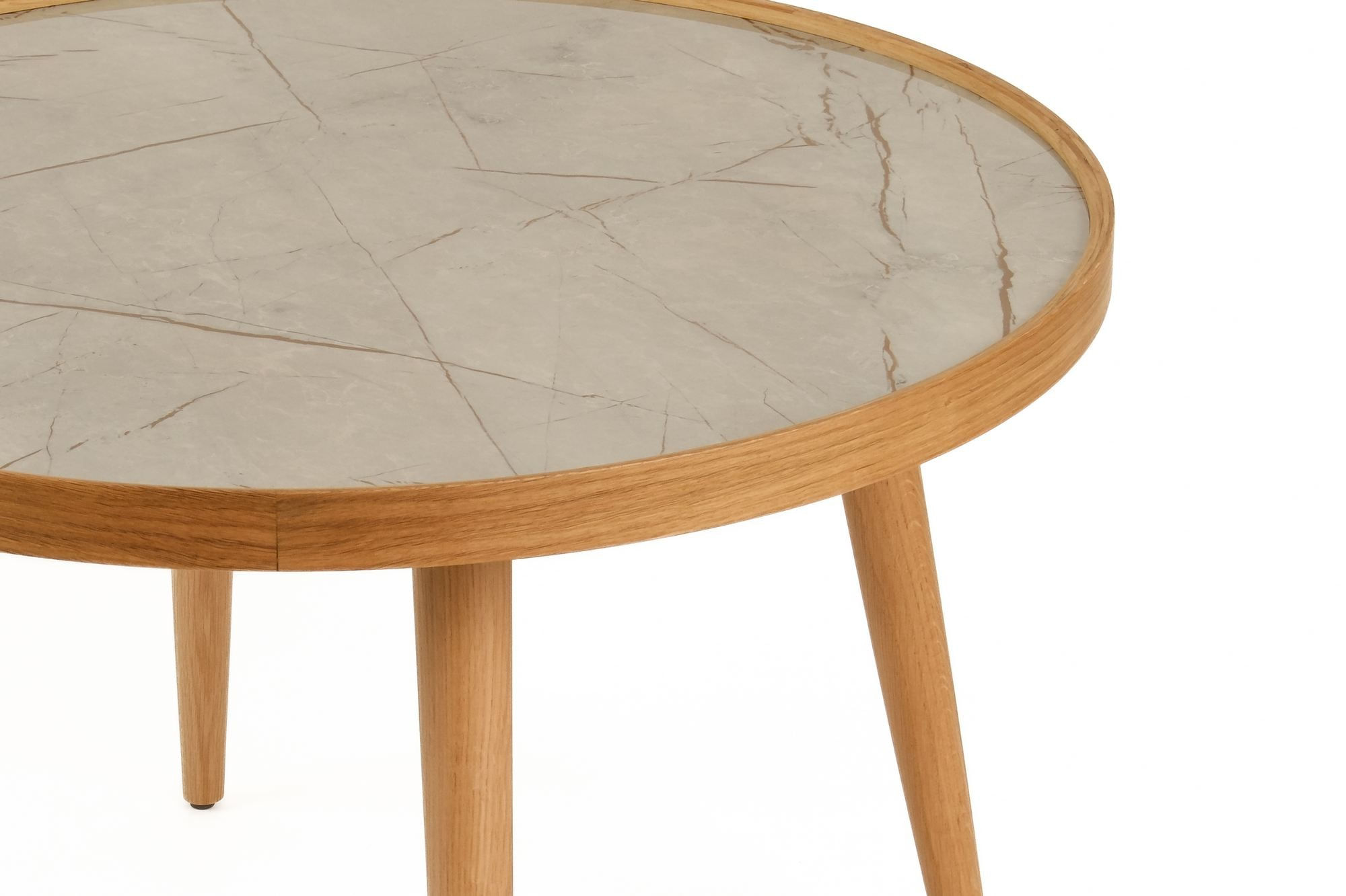 Masa de cafea Polen 80, 80 x 48 x 80 cm, stejar gri marmura, MDF, design compact, stejar / gri marble — imaginea 3