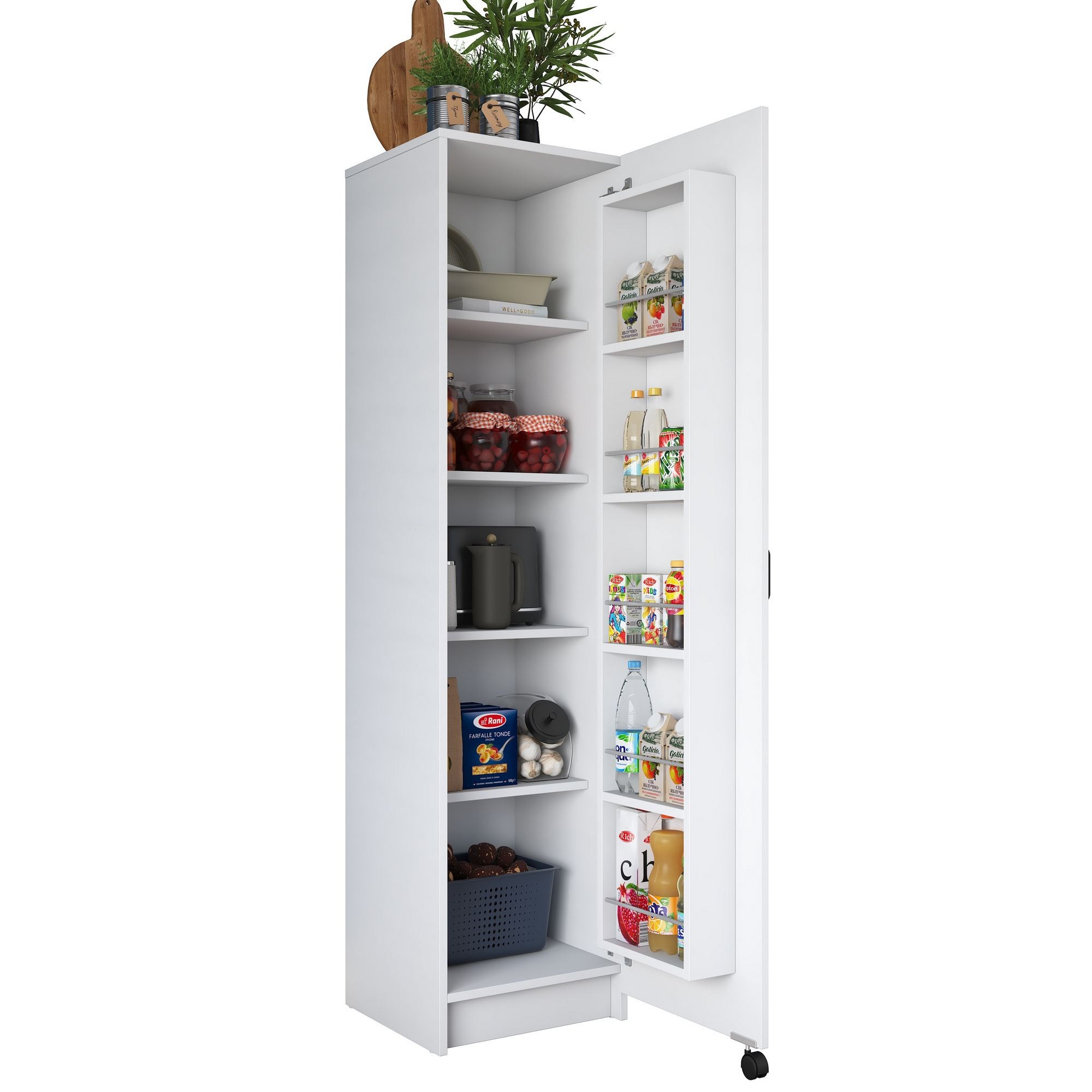 Dulap JE104, 45 x 180 x 42 cm, alb, PAL, spatiu de depozitare, fixare pe perete — imaginea 6