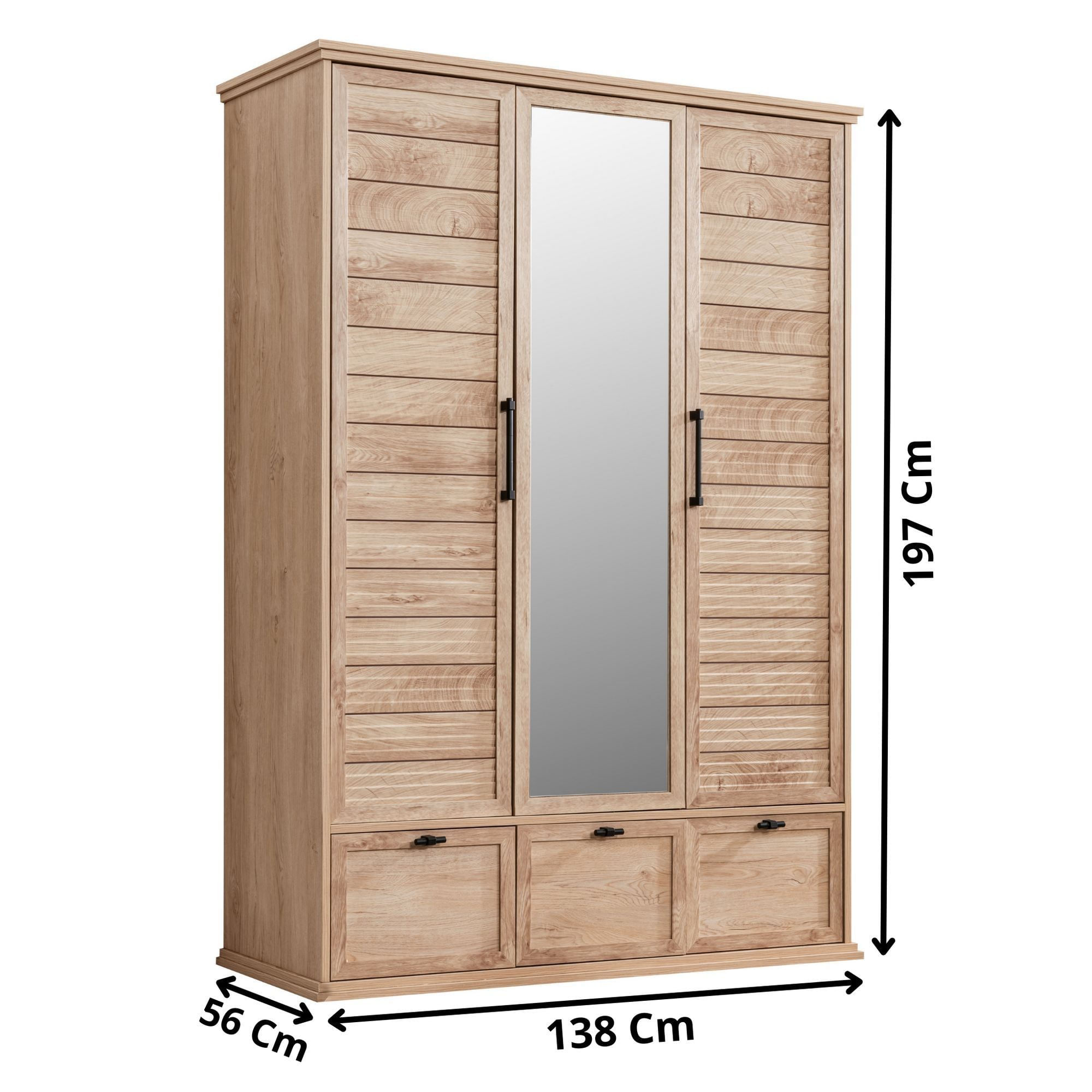 Dulap haine Polo 3, 138 x 197 x 56 cm, maro, PAL melaminat, spatiu de depozitare, fixare pe perete — imaginea 3