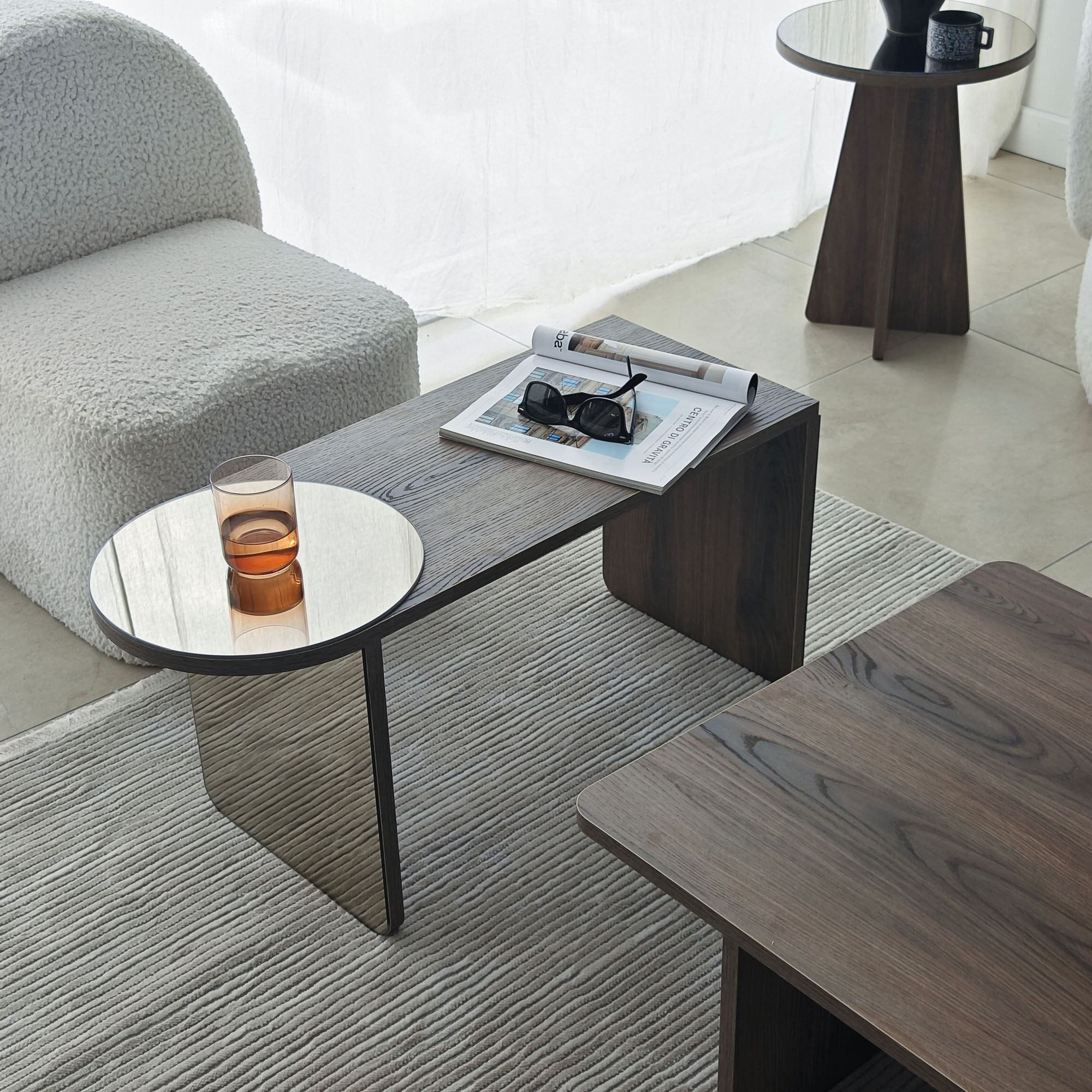 Masa de cafea Luna 4, 105 x 35 x 60 cm, PAL melaminat, design compact, bronz / nuc — imaginea 6