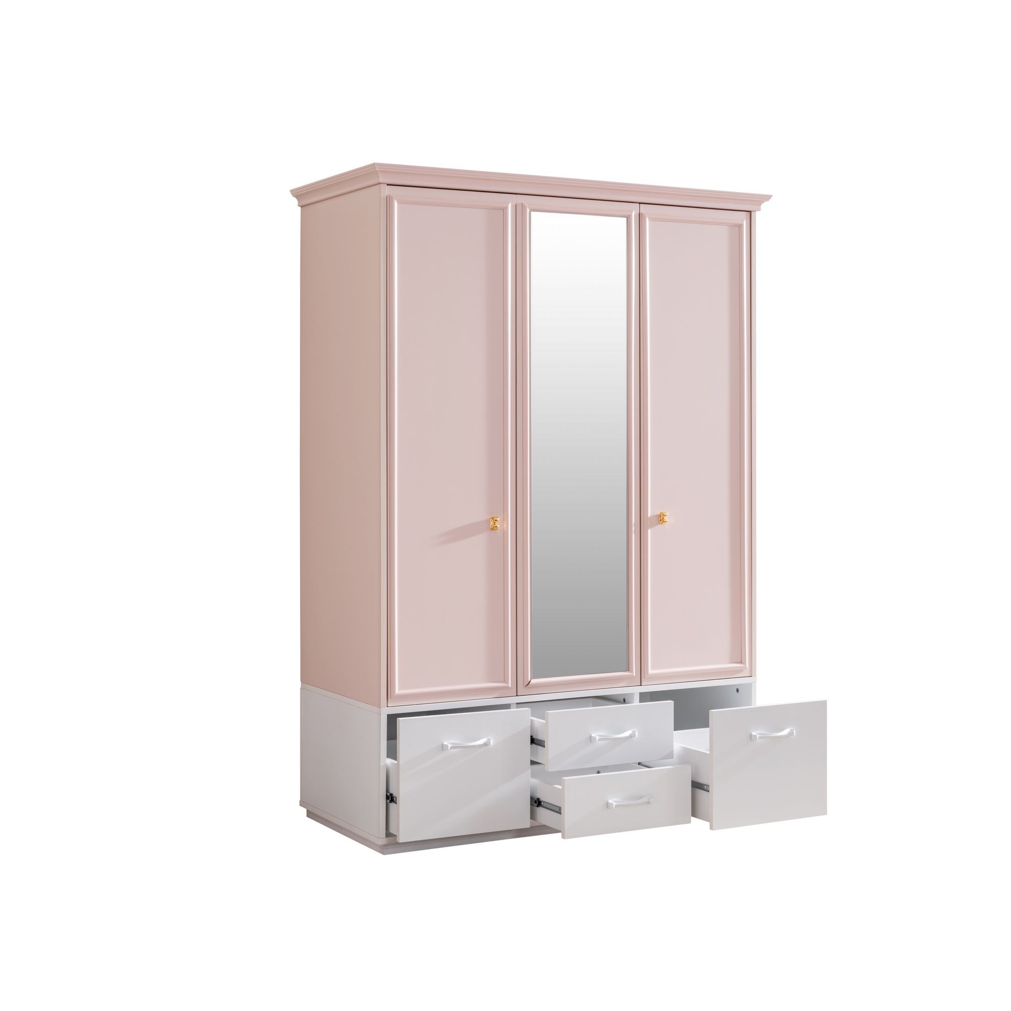 Dulap haine Rosa, 136 x 197 x 63 cm, roz alb, PAL melaminat, spatiu de depozitare, fixare pe perete