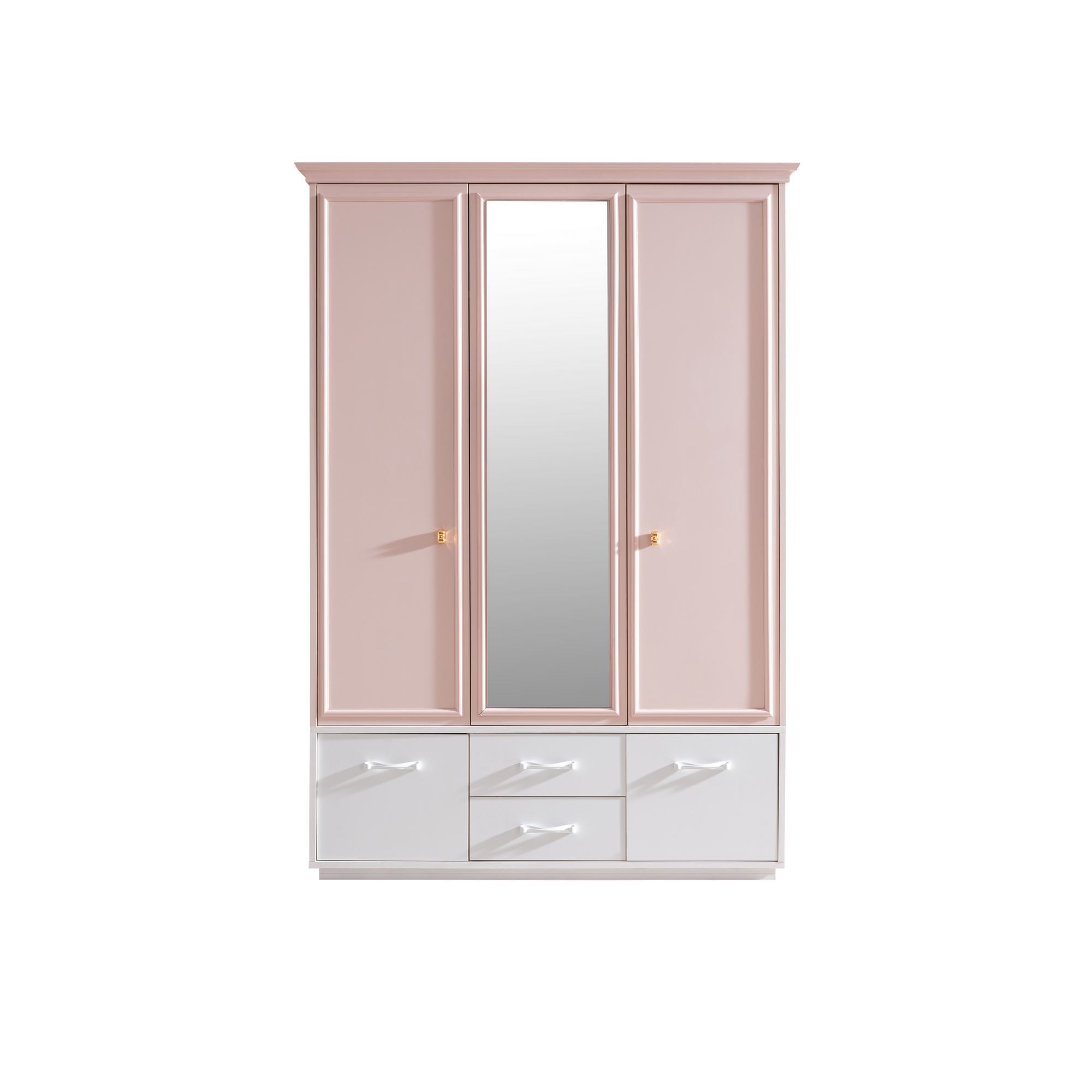 Dulap haine Rosa, 136 x 197 x 63 cm, roz alb, PAL melaminat, spatiu de depozitare, fixare pe perete — imaginea 4