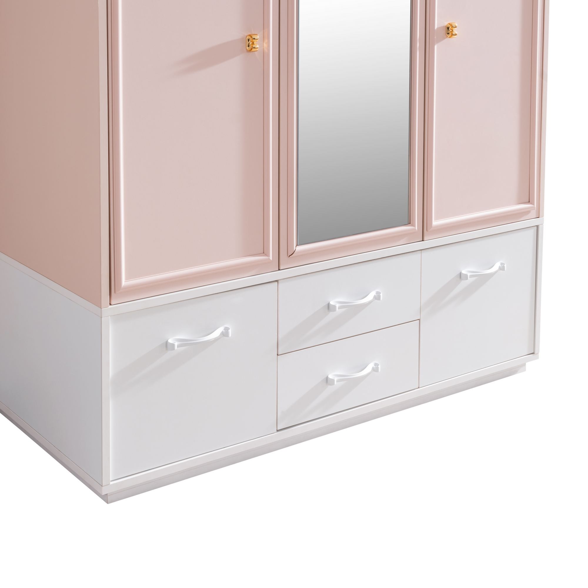 Dulap haine Rosa, 136 x 197 x 63 cm, roz alb, PAL melaminat, spatiu de depozitare, fixare pe perete — imaginea 5