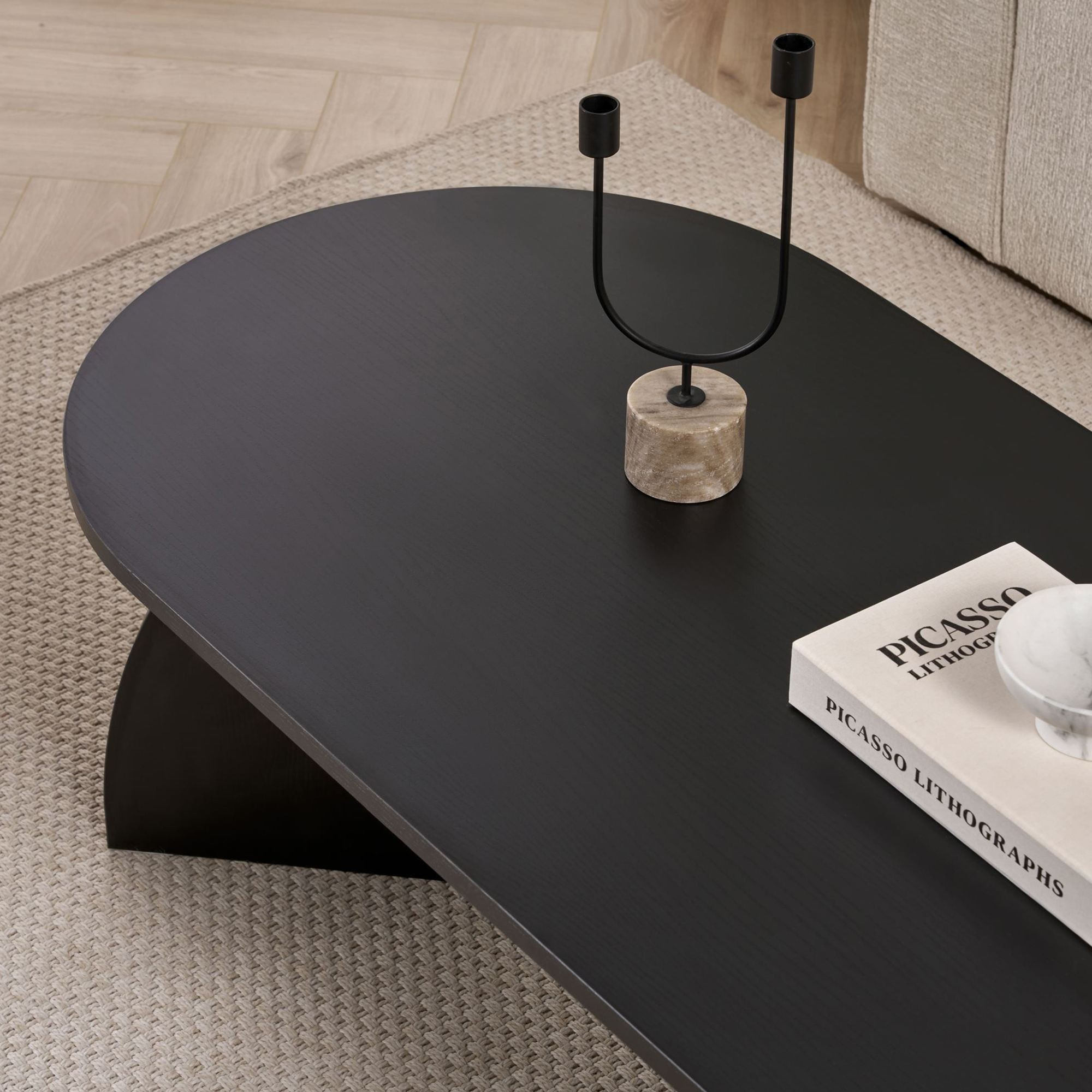 Masa de cafea Melina, 120 x 40 x 60 cm, lemn negru, PAL melaminat, capacitate 25 kg, wood negru — imaginea 3
